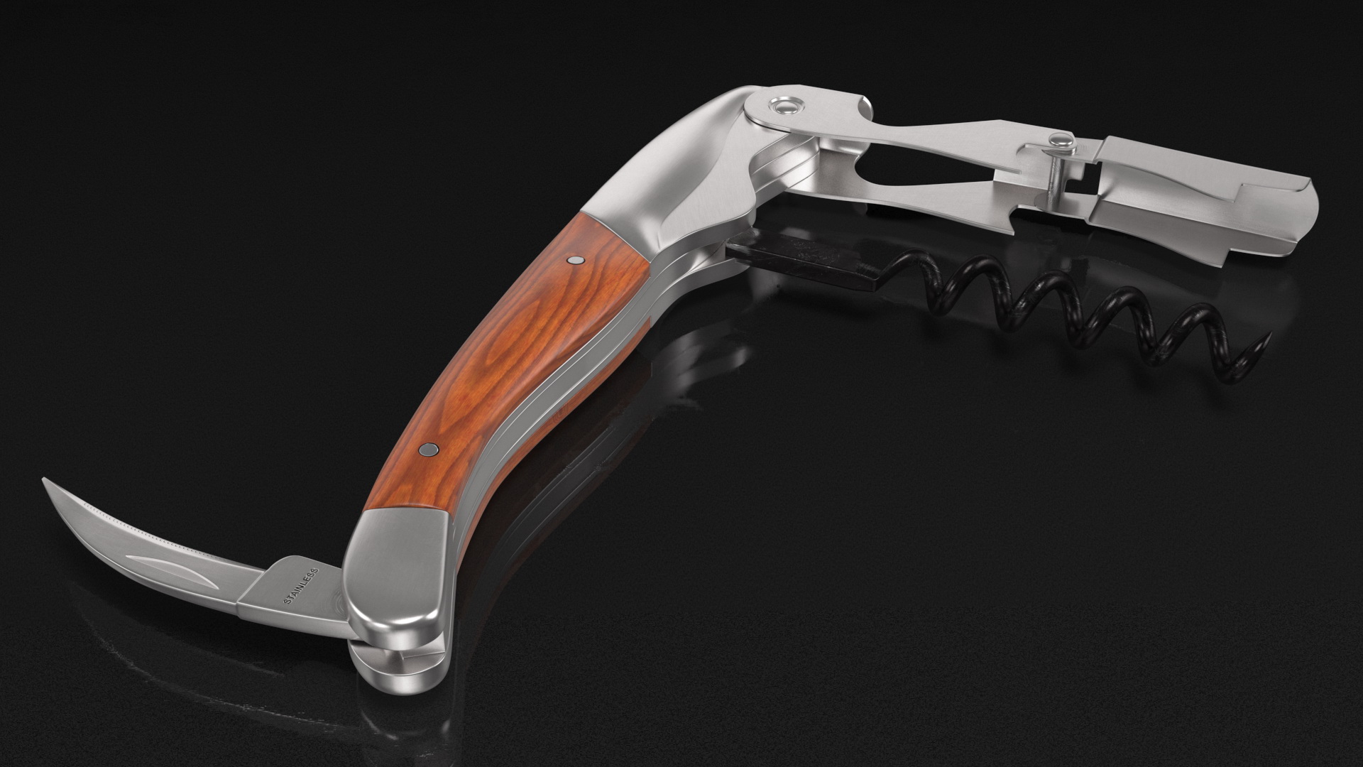 Waiters Corkscrew Wood Handle 3D model