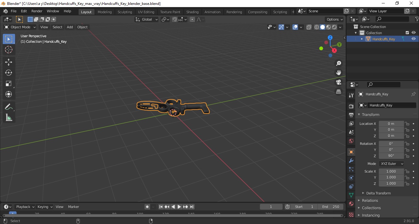 3D Handcuffs Key model
