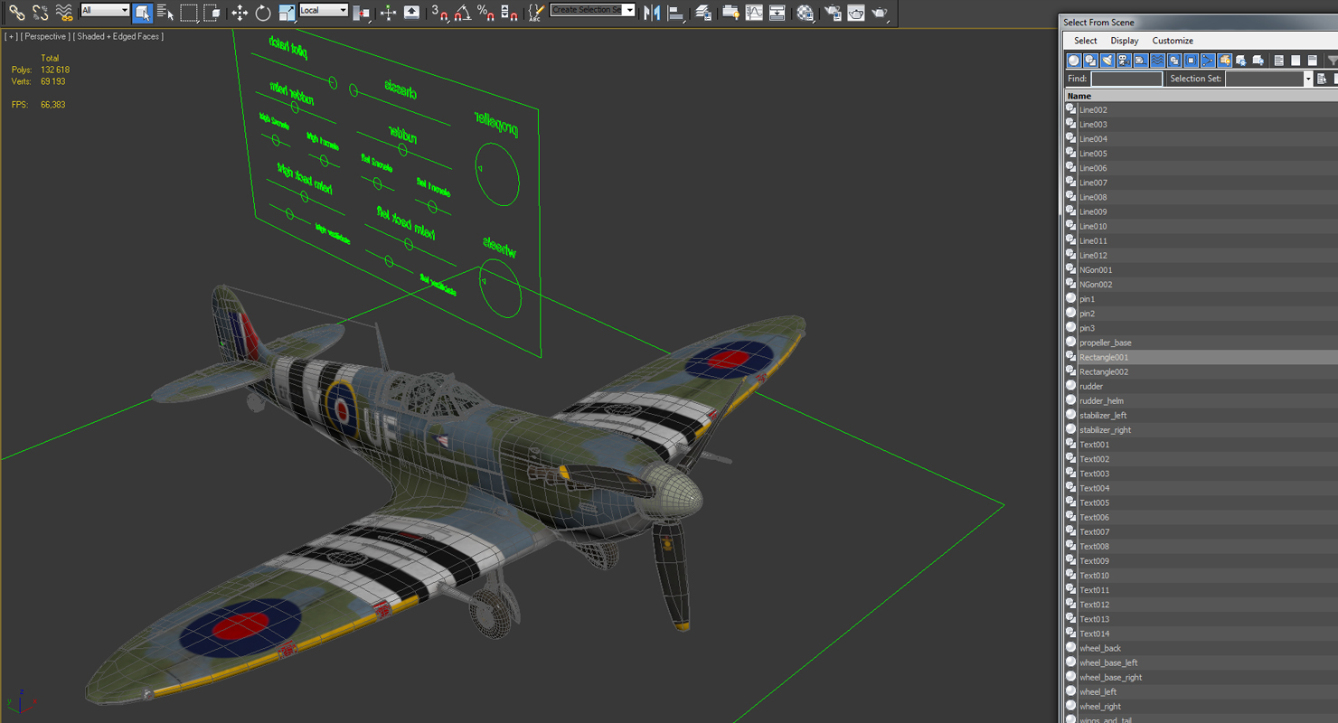 3D model Royal Air Force Fighter Supermarine Spitfire LF Mk IX Rigged