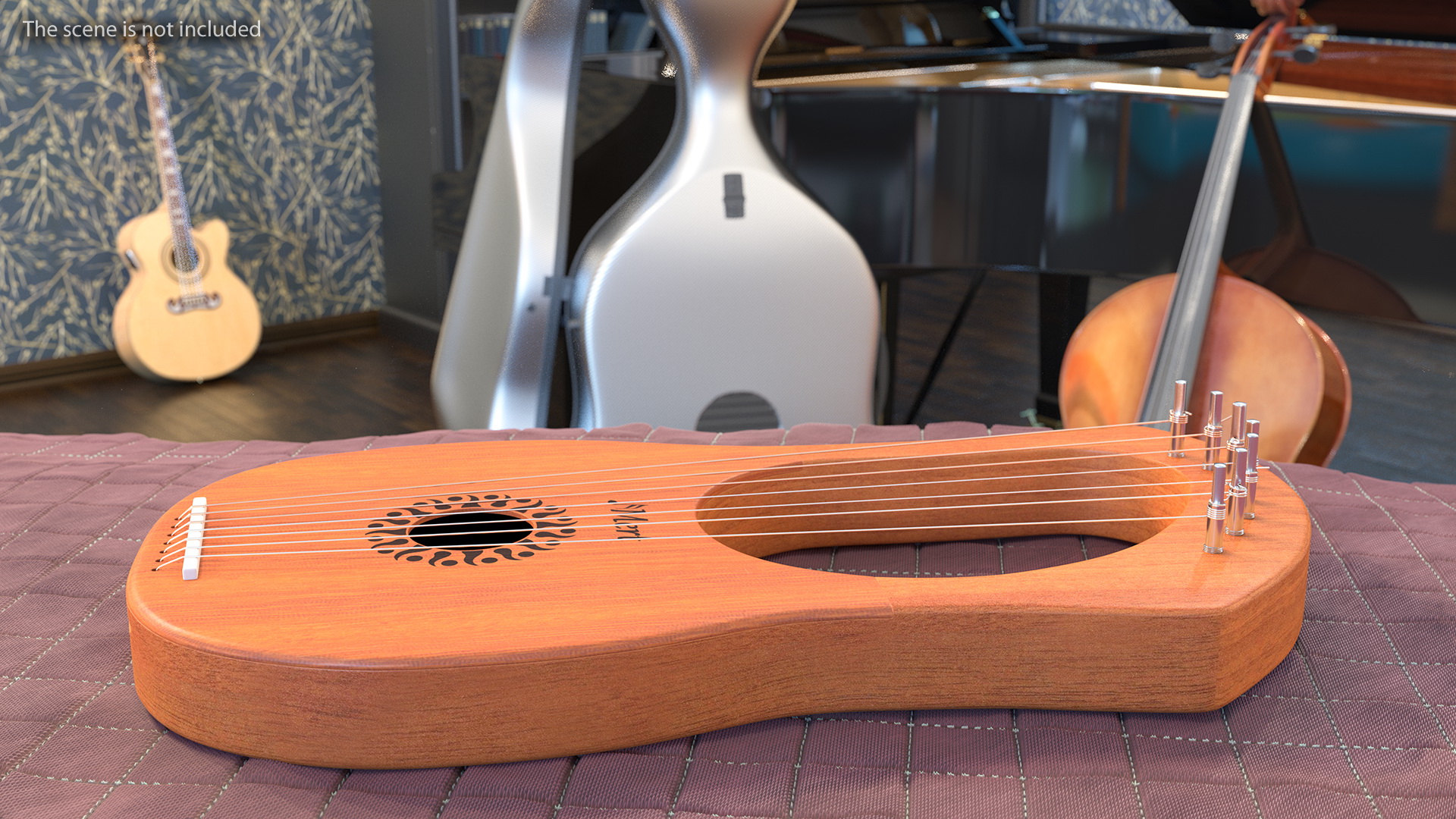 3D Donner DLH 001 Lyre Harp Mahogany model