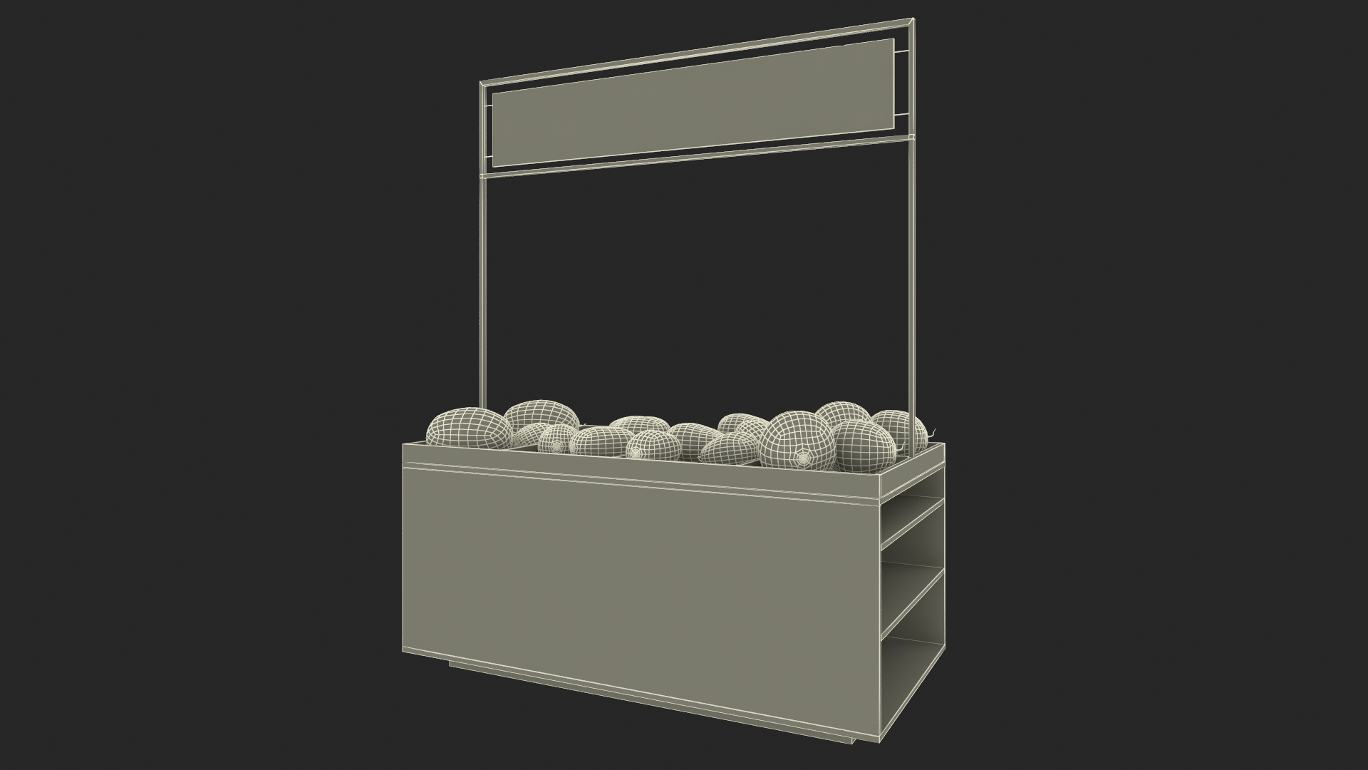 3D model Counter with Variety of Fruits