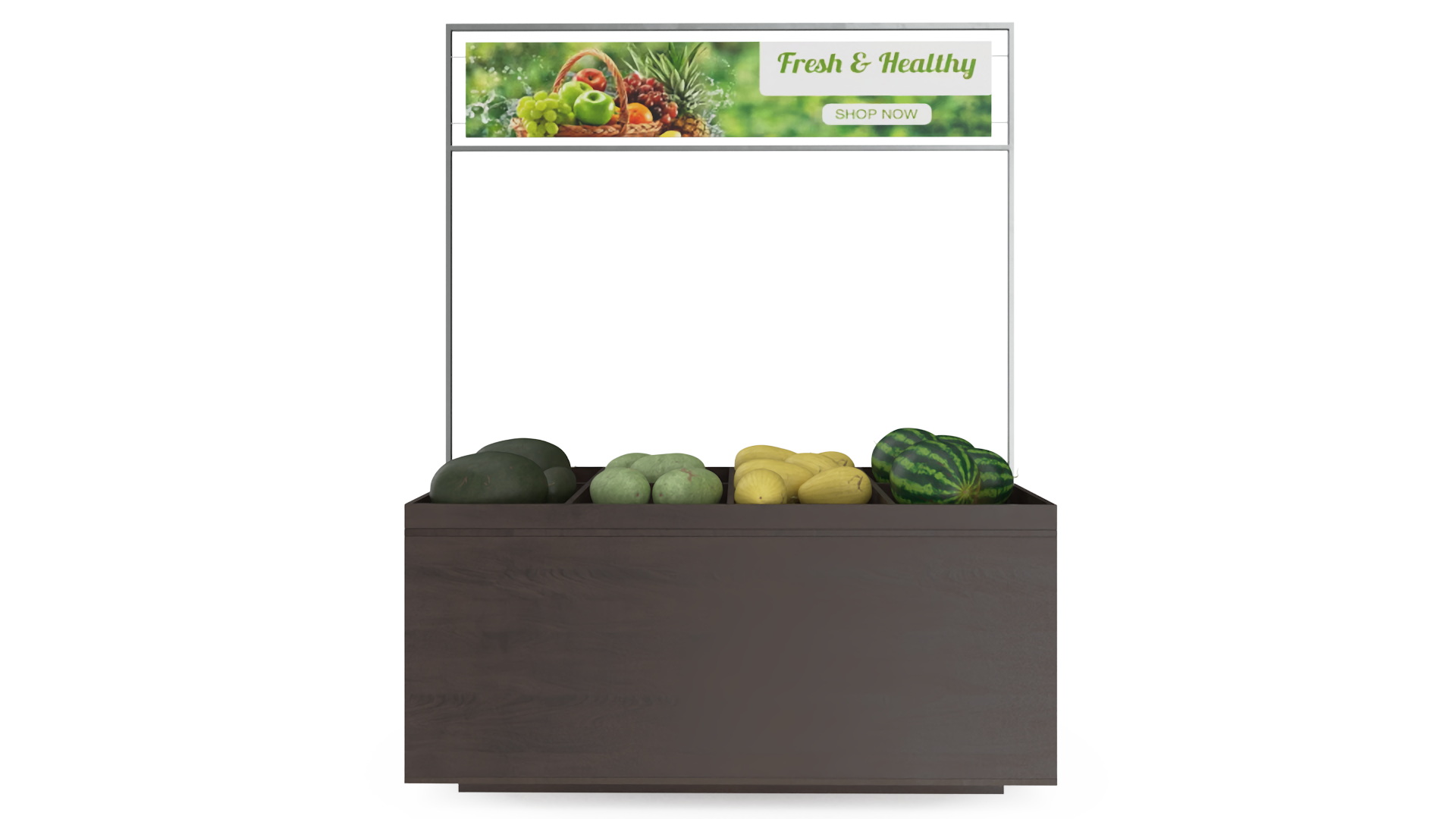 3D model Counter with Variety of Fruits