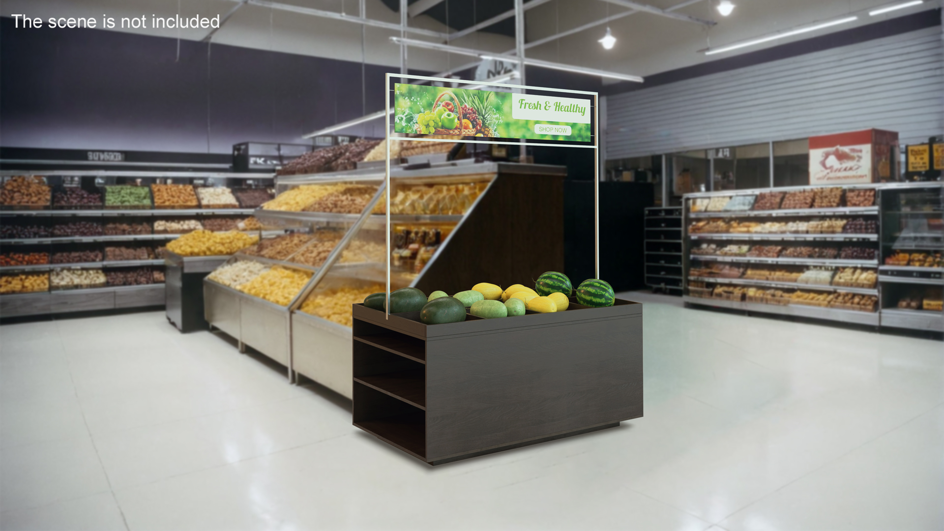 3D model Counter with Variety of Fruits