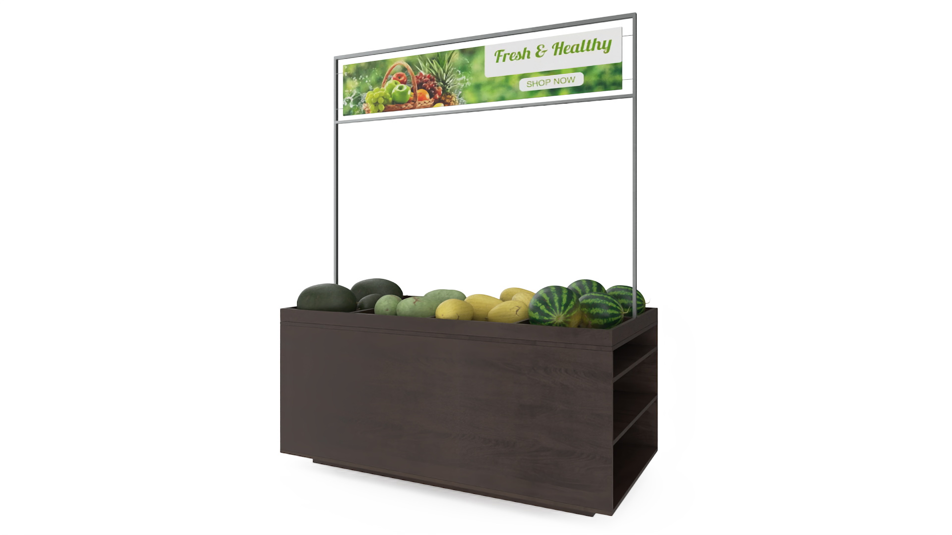 3D model Counter with Variety of Fruits