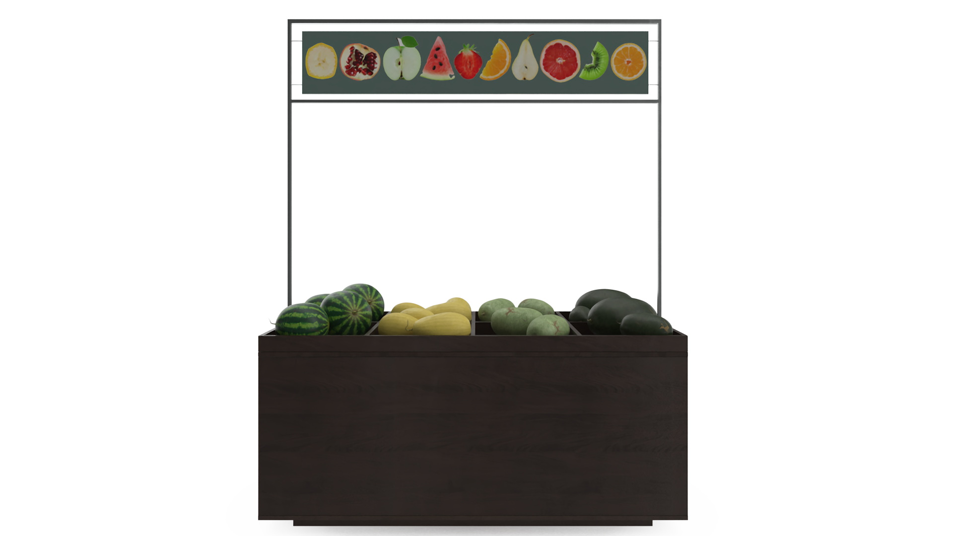 3D model Counter with Variety of Fruits