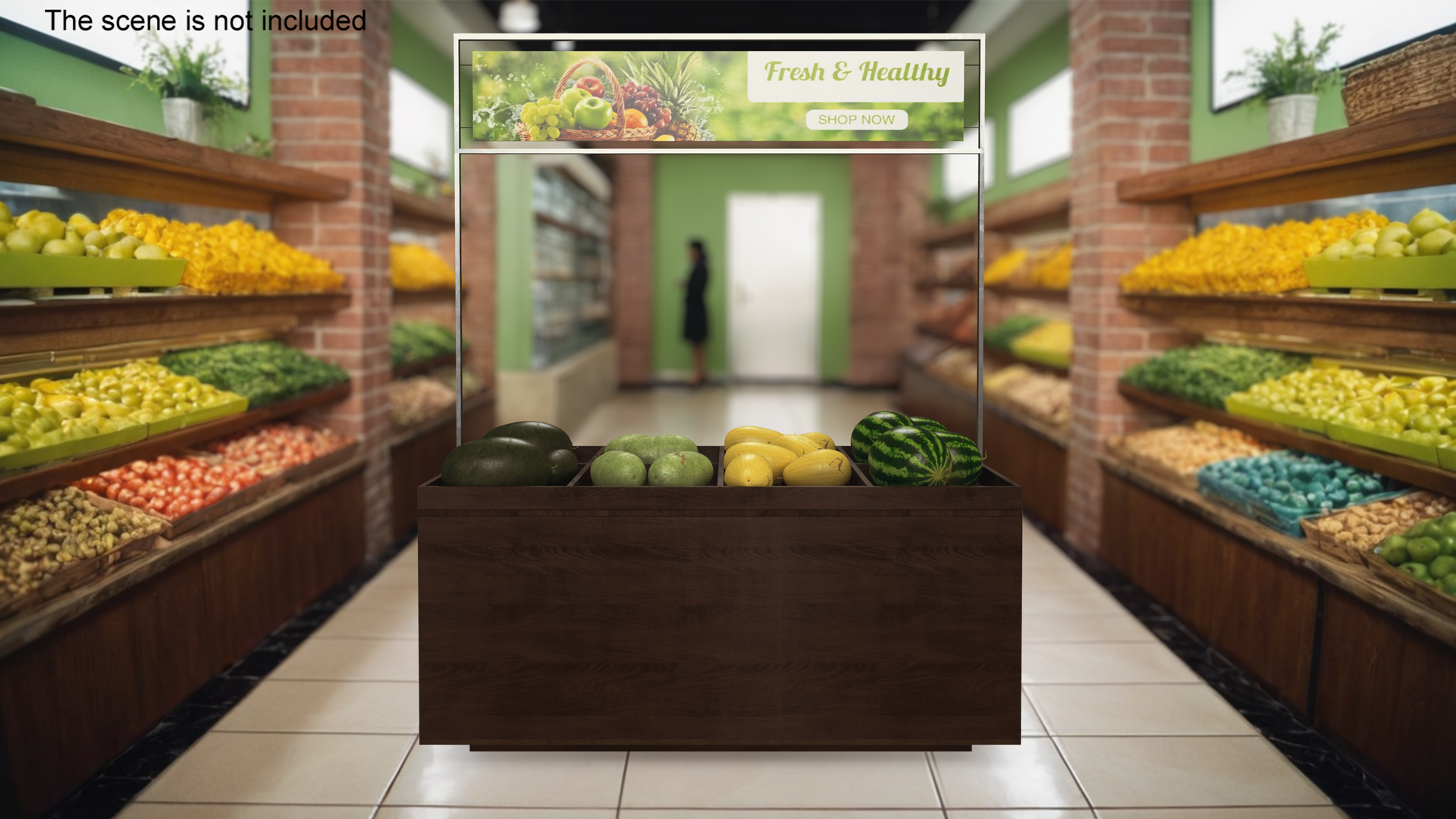 3D model Counter with Variety of Fruits
