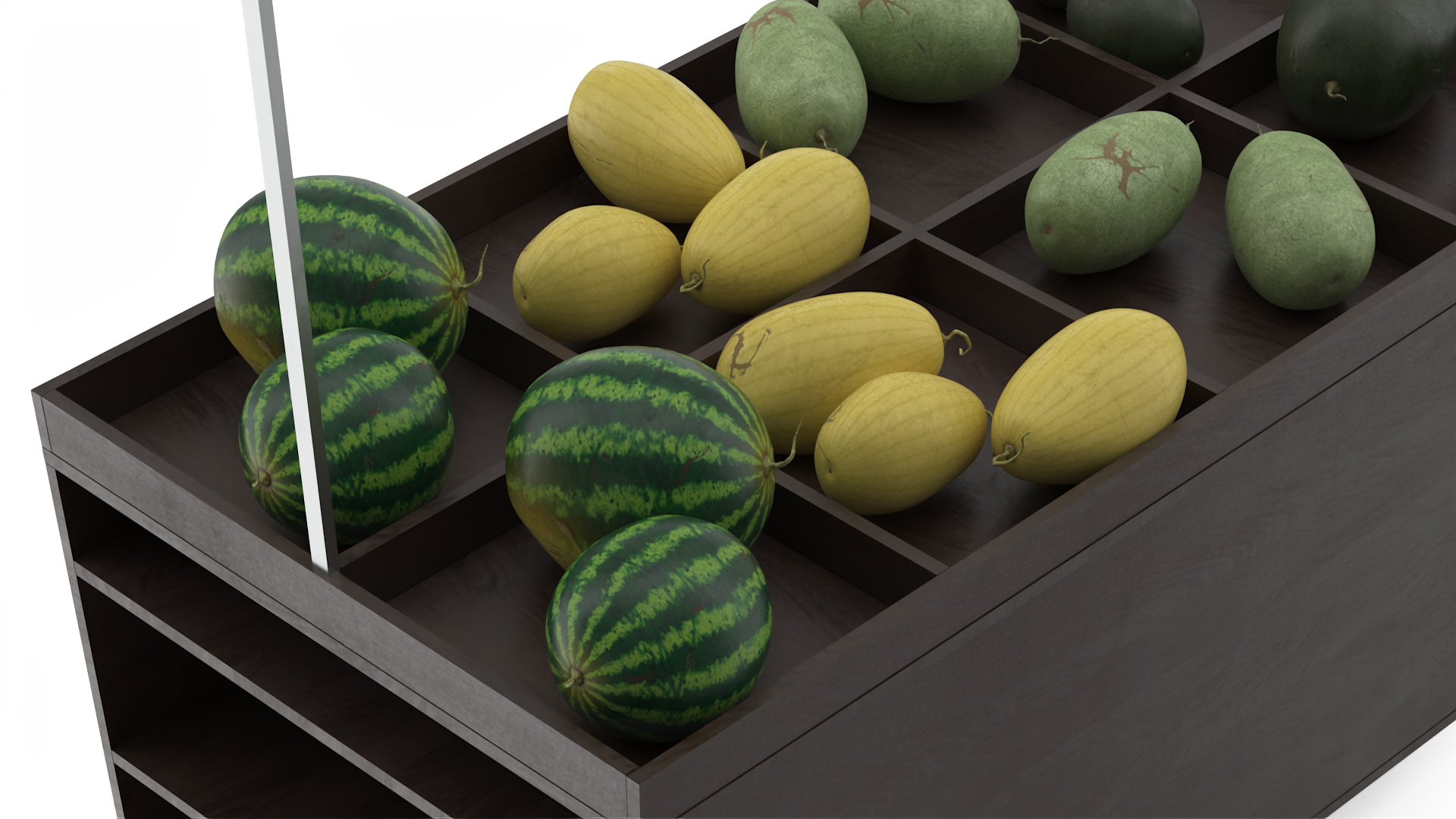 3D model Counter with Variety of Fruits