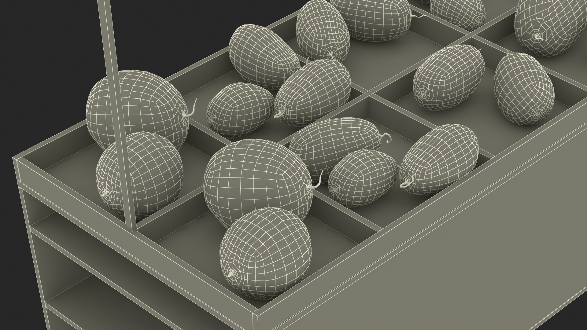 3D model Counter with Variety of Fruits