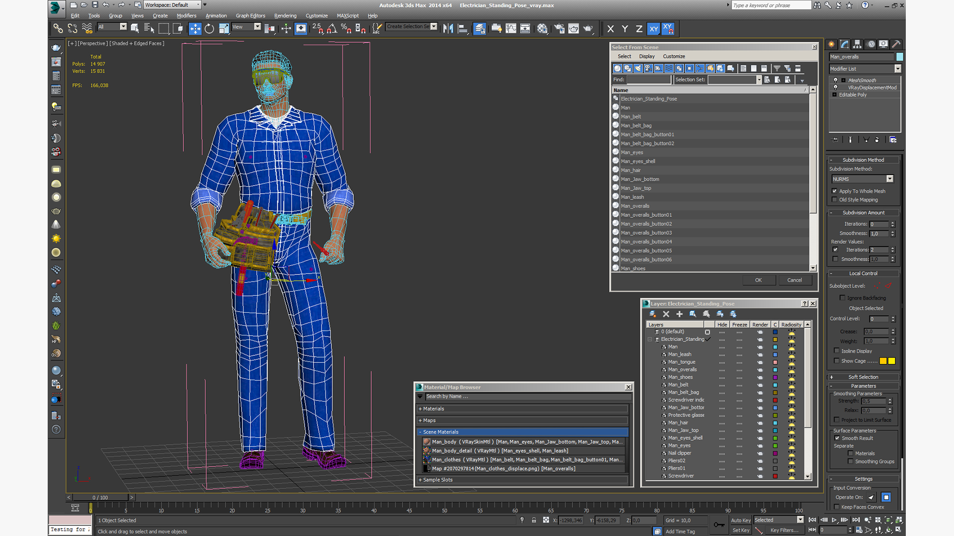 3D model Electrician Standing Pose