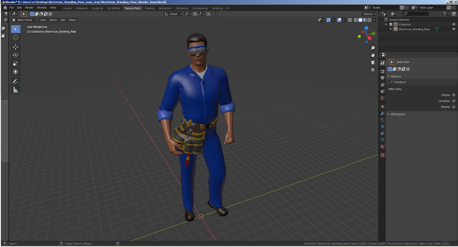 3D model Electrician Standing Pose