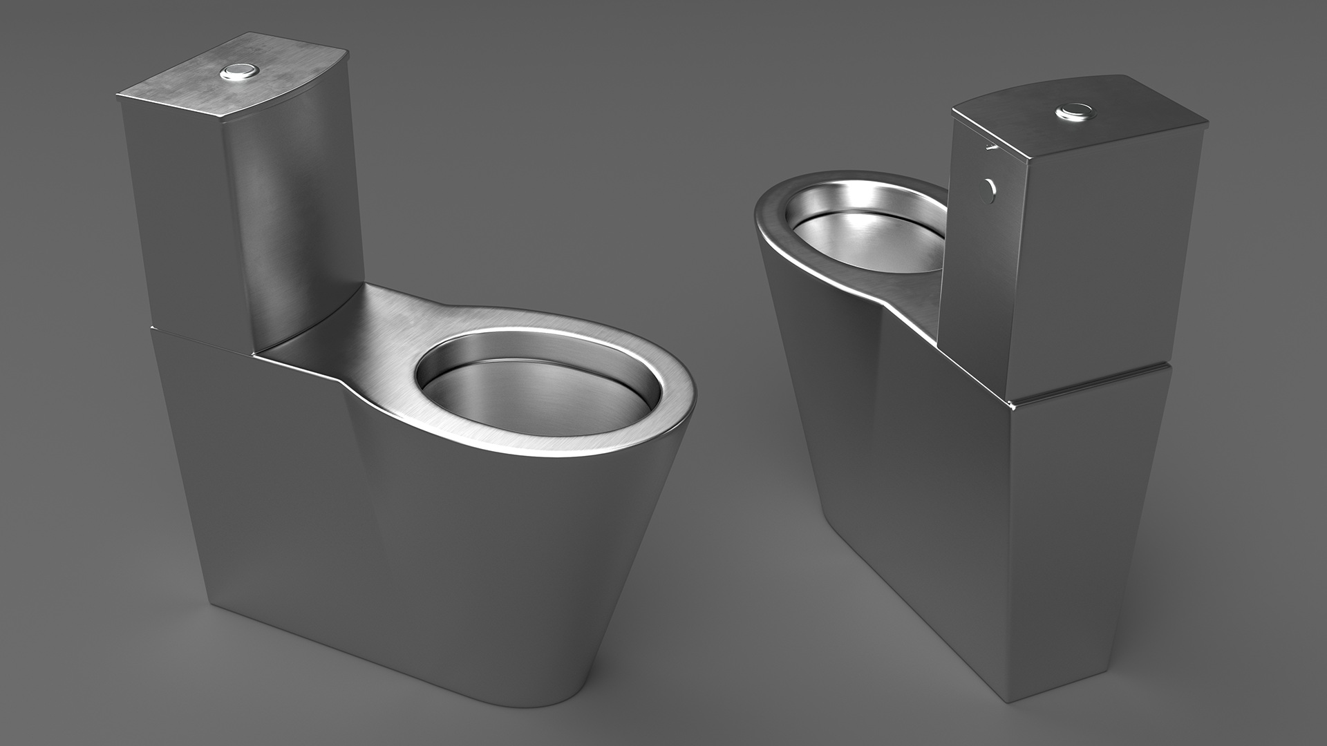 Stainless Steel Floor Standing Toilet 3D