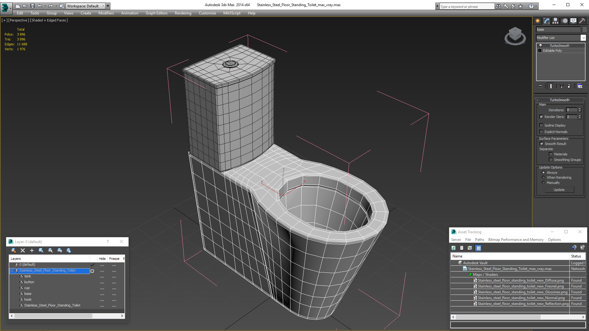 Stainless Steel Floor Standing Toilet 3D