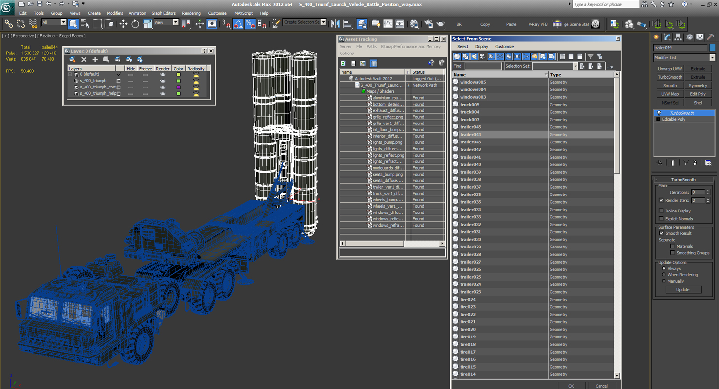 3D S 400 Triumf Launch Vehicle Battle Position model