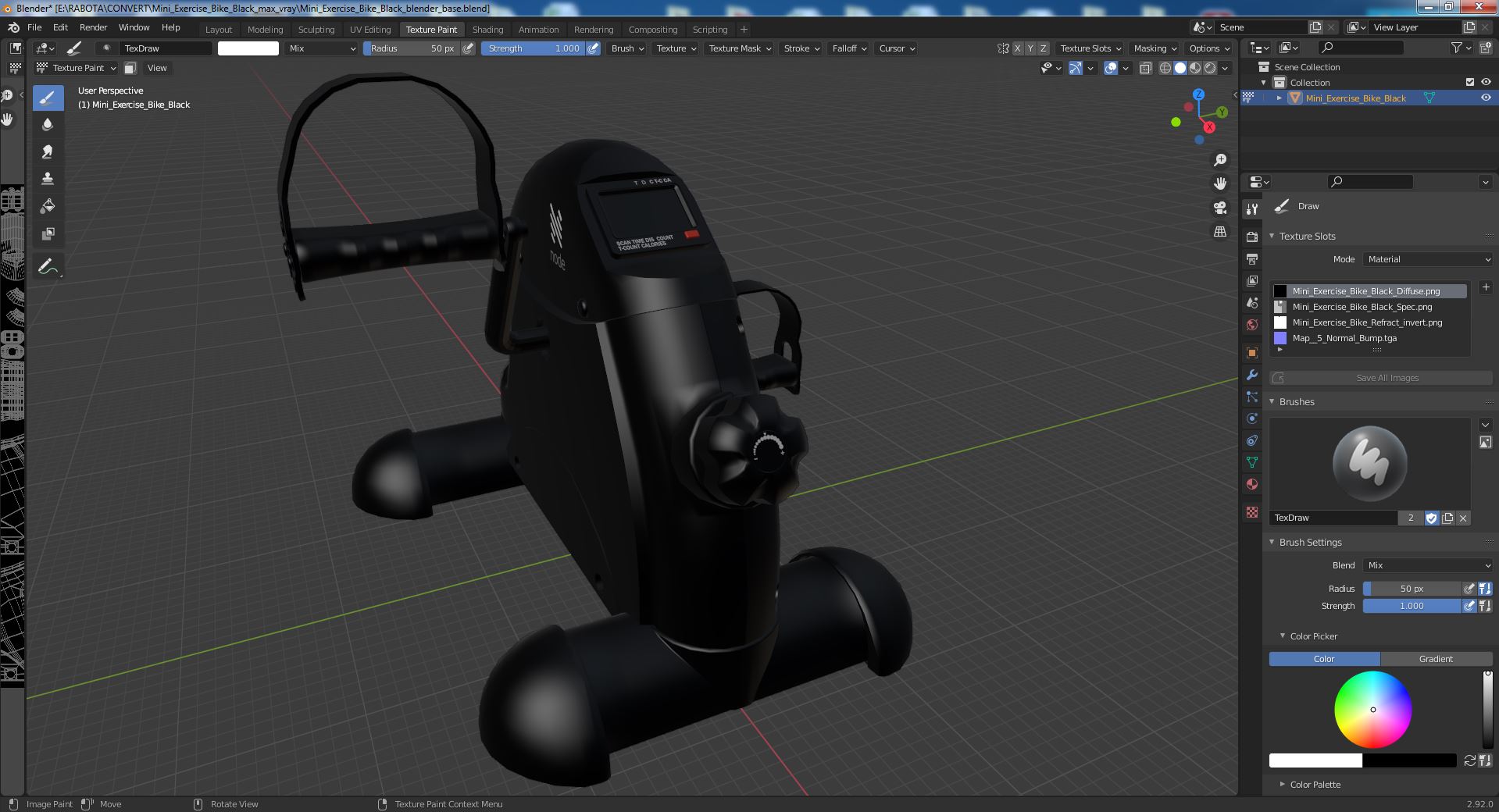 Mini Exercise Bike Black 3D model