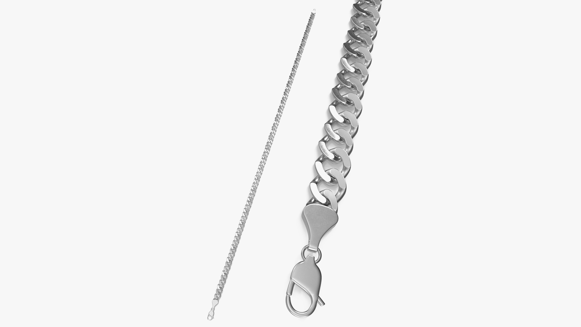 Curb Chain Silver 3D