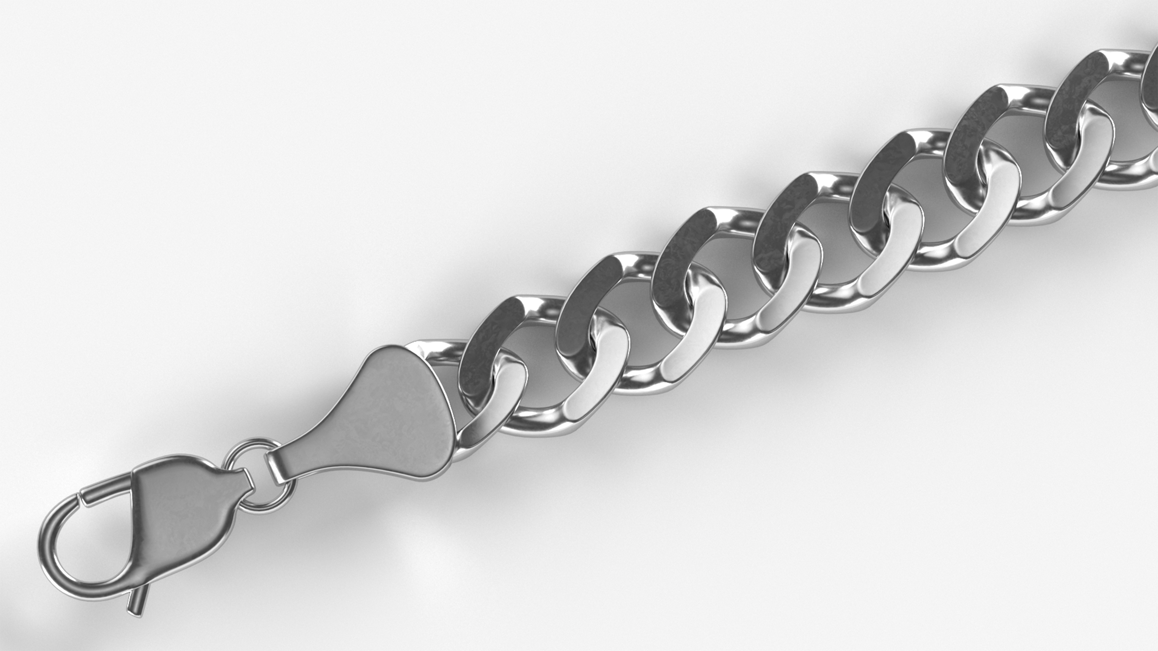 Curb Chain Silver 3D
