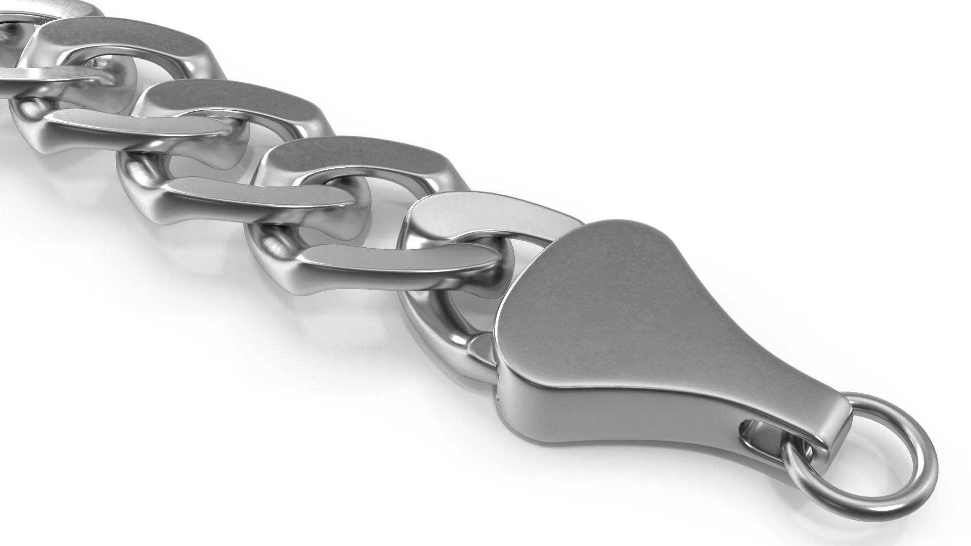 Curb Chain Silver 3D