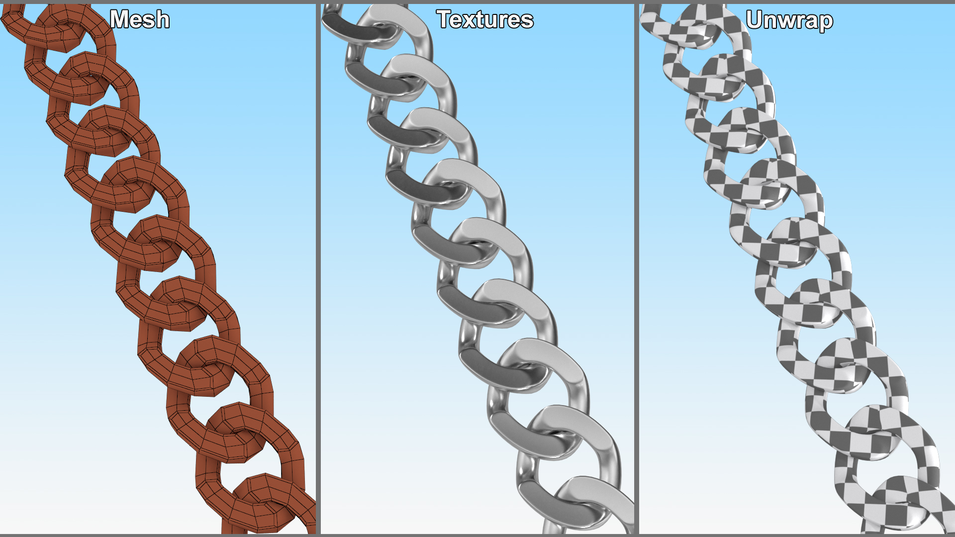 Curb Chain Silver 3D