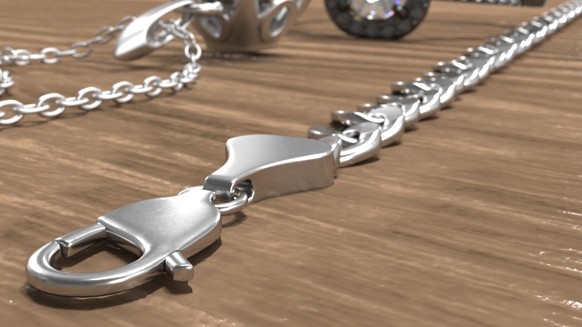 Curb Chain Silver 3D