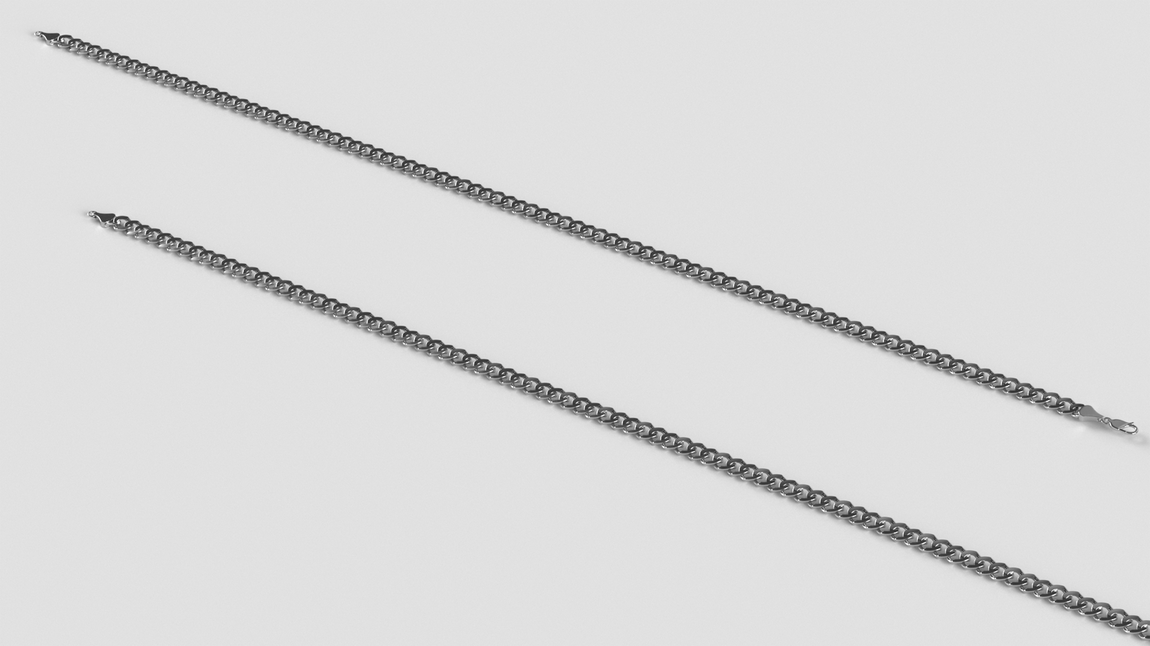 Curb Chain Silver 3D