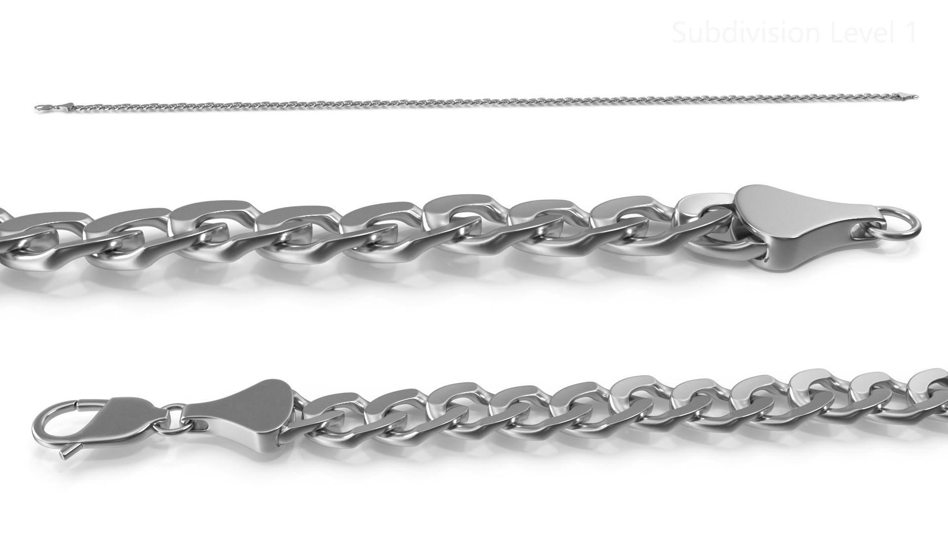 Curb Chain Silver 3D