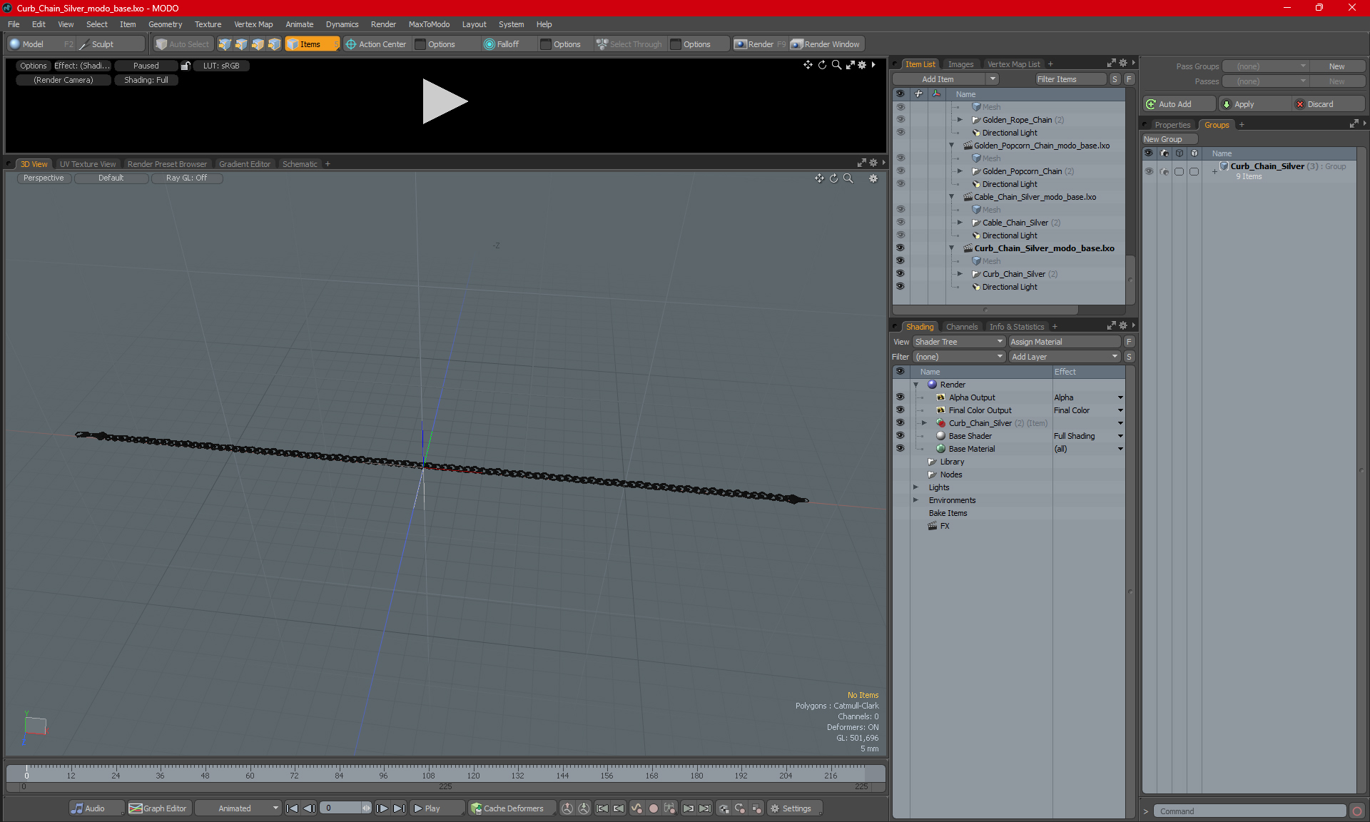 Curb Chain Silver 3D