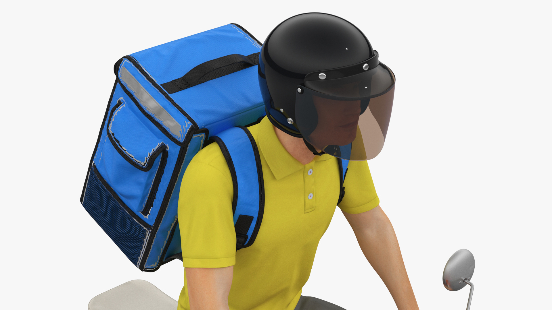 3D Delivery Man Riding Retro Scooter model