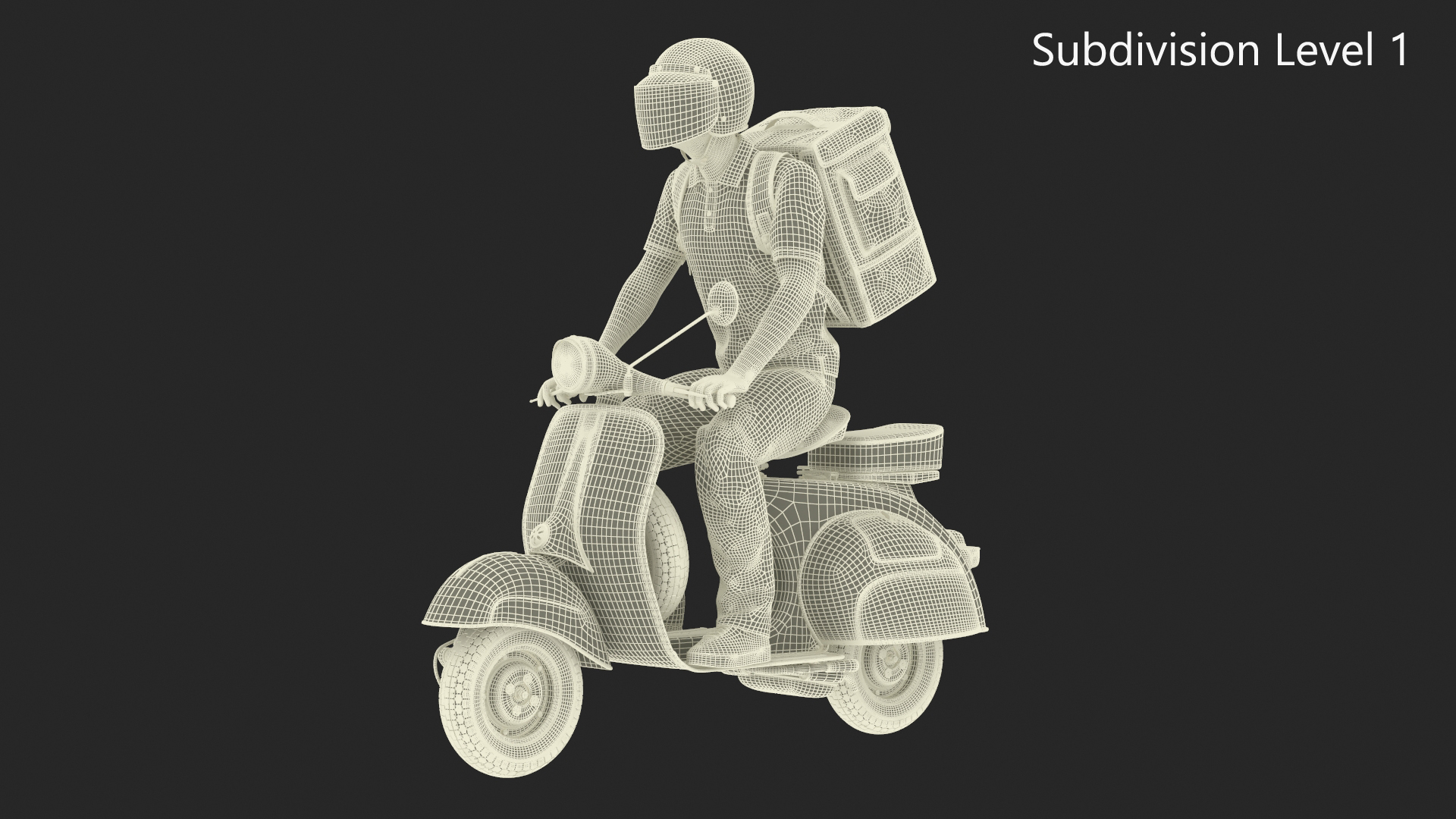 3D Delivery Man Riding Retro Scooter model