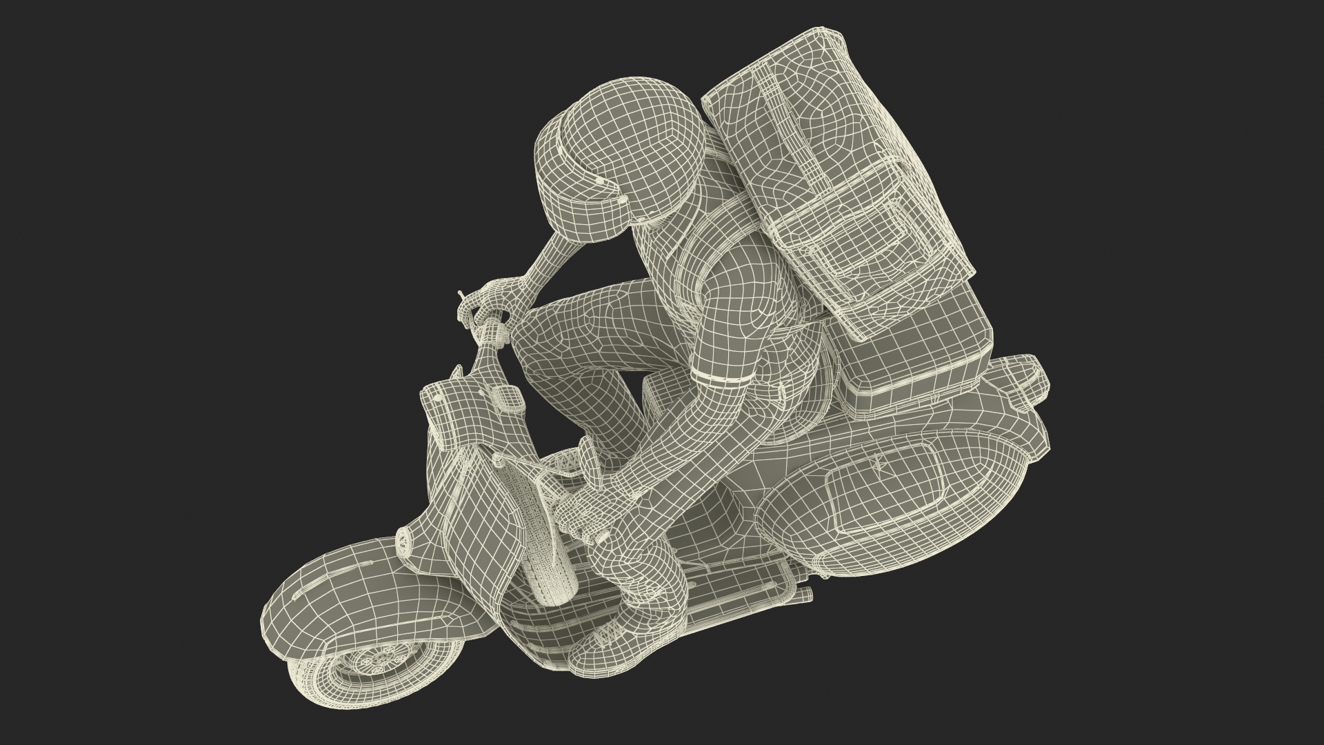 3D Delivery Man Riding Retro Scooter model