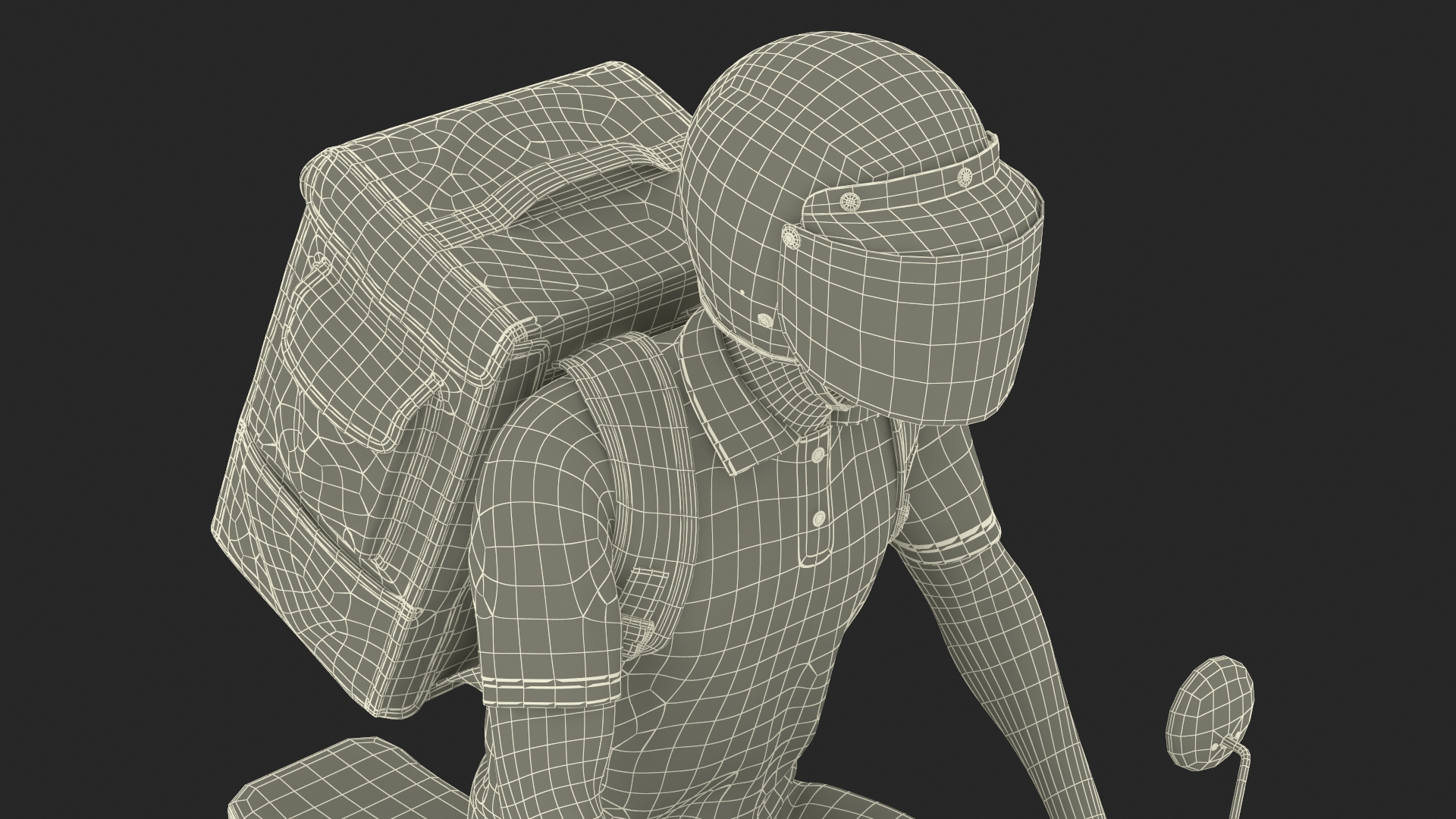 3D Delivery Man Riding Retro Scooter model