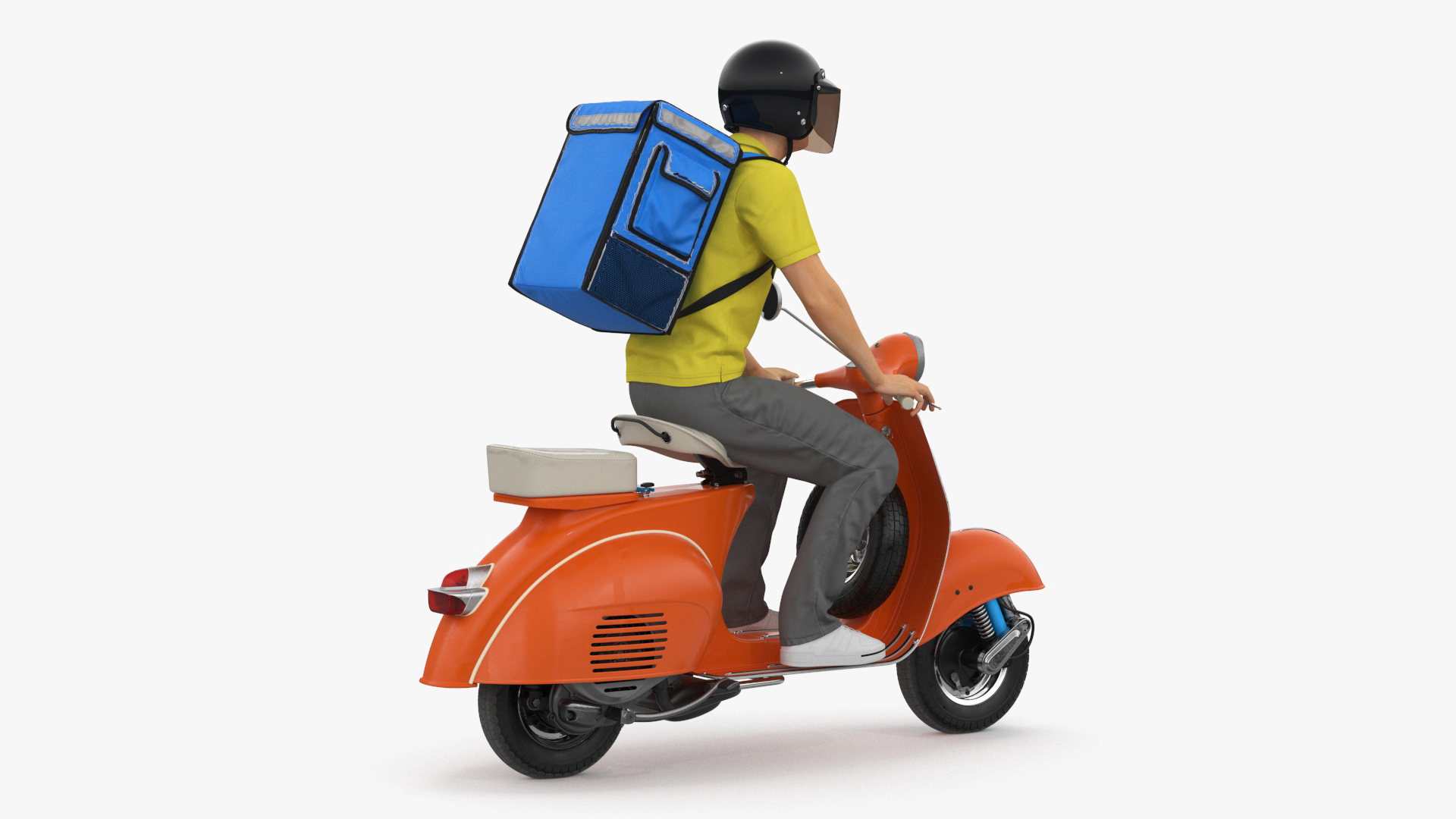 3D Delivery Man Riding Retro Scooter model