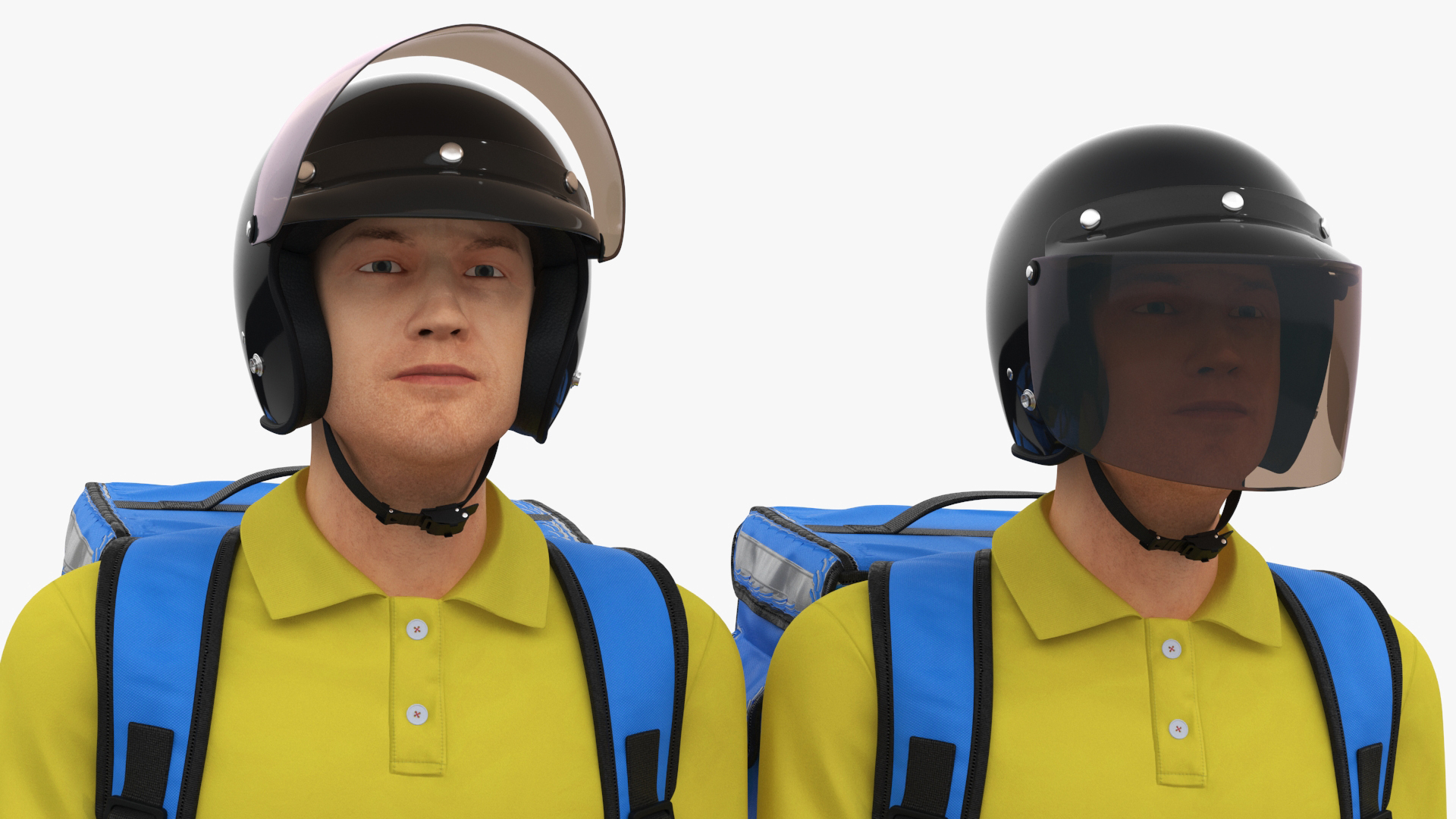 3D Delivery Man Riding Retro Scooter model