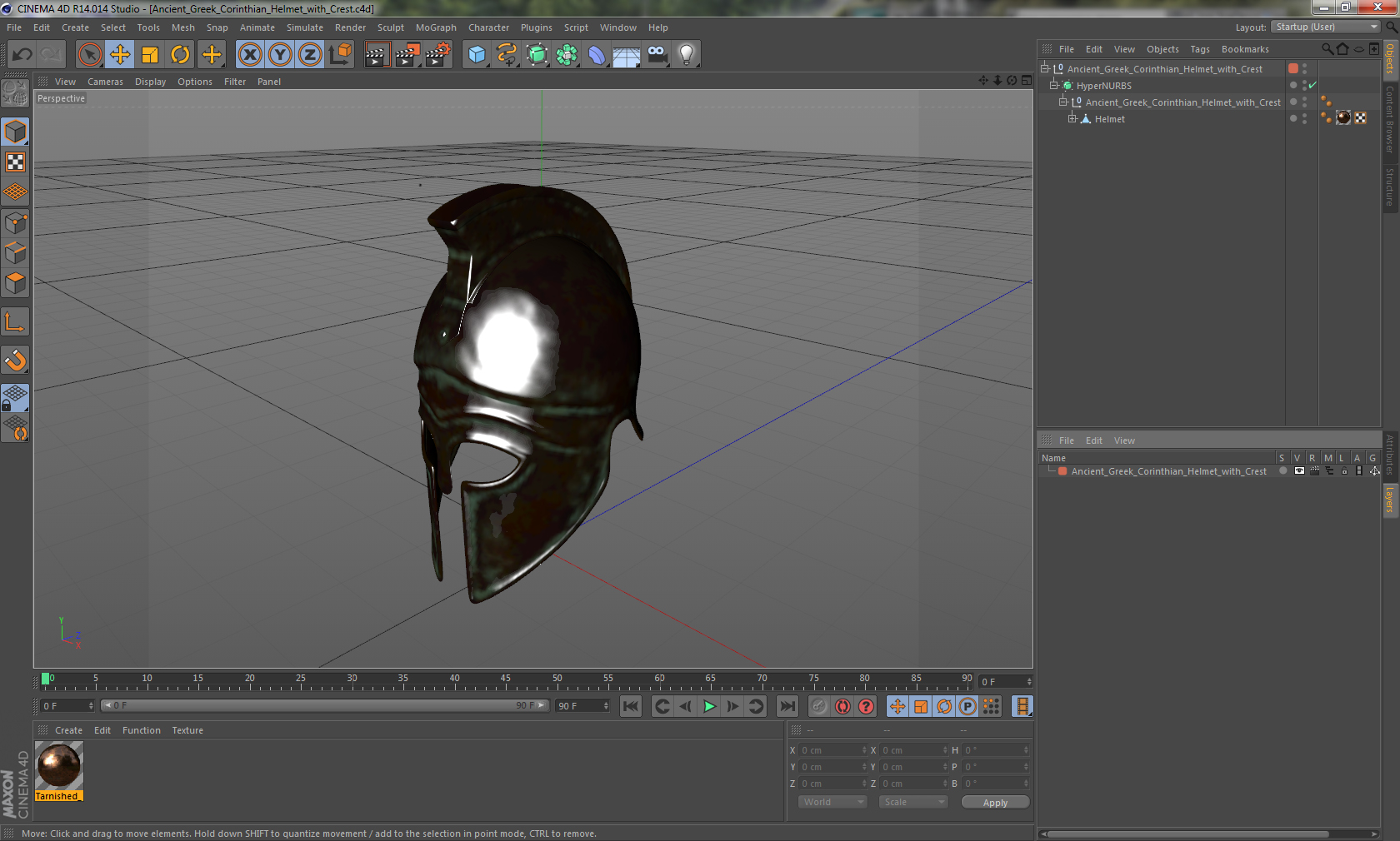 Ancient Greek Corinthian Helmet with Crest 3D