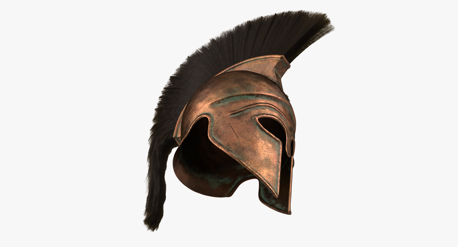 Ancient Greek Corinthian Helmet with Crest 3D