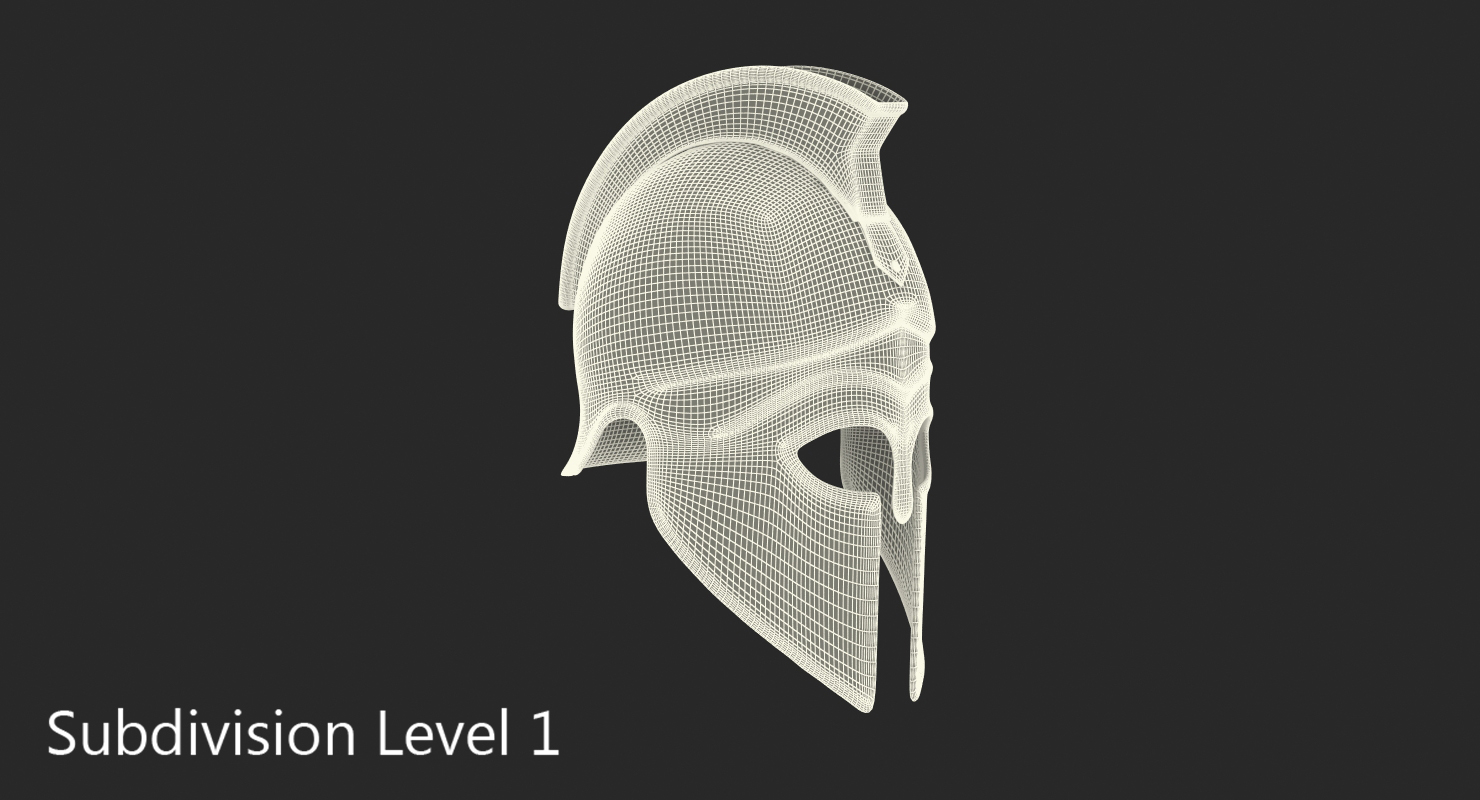 Ancient Greek Corinthian Helmet with Crest 3D