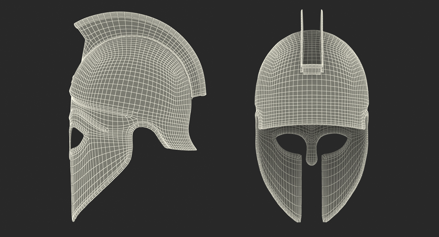 Ancient Greek Corinthian Helmet with Crest 3D