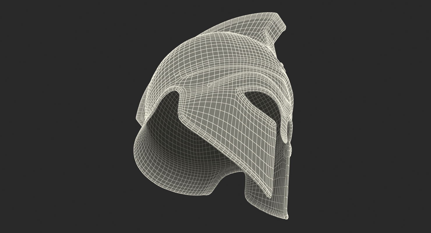 Ancient Greek Corinthian Helmet with Crest 3D