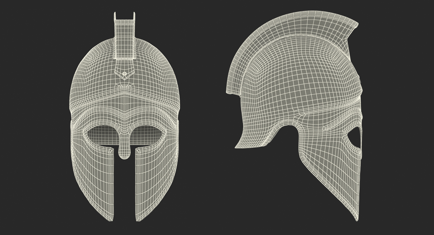 Ancient Greek Corinthian Helmet with Crest 3D