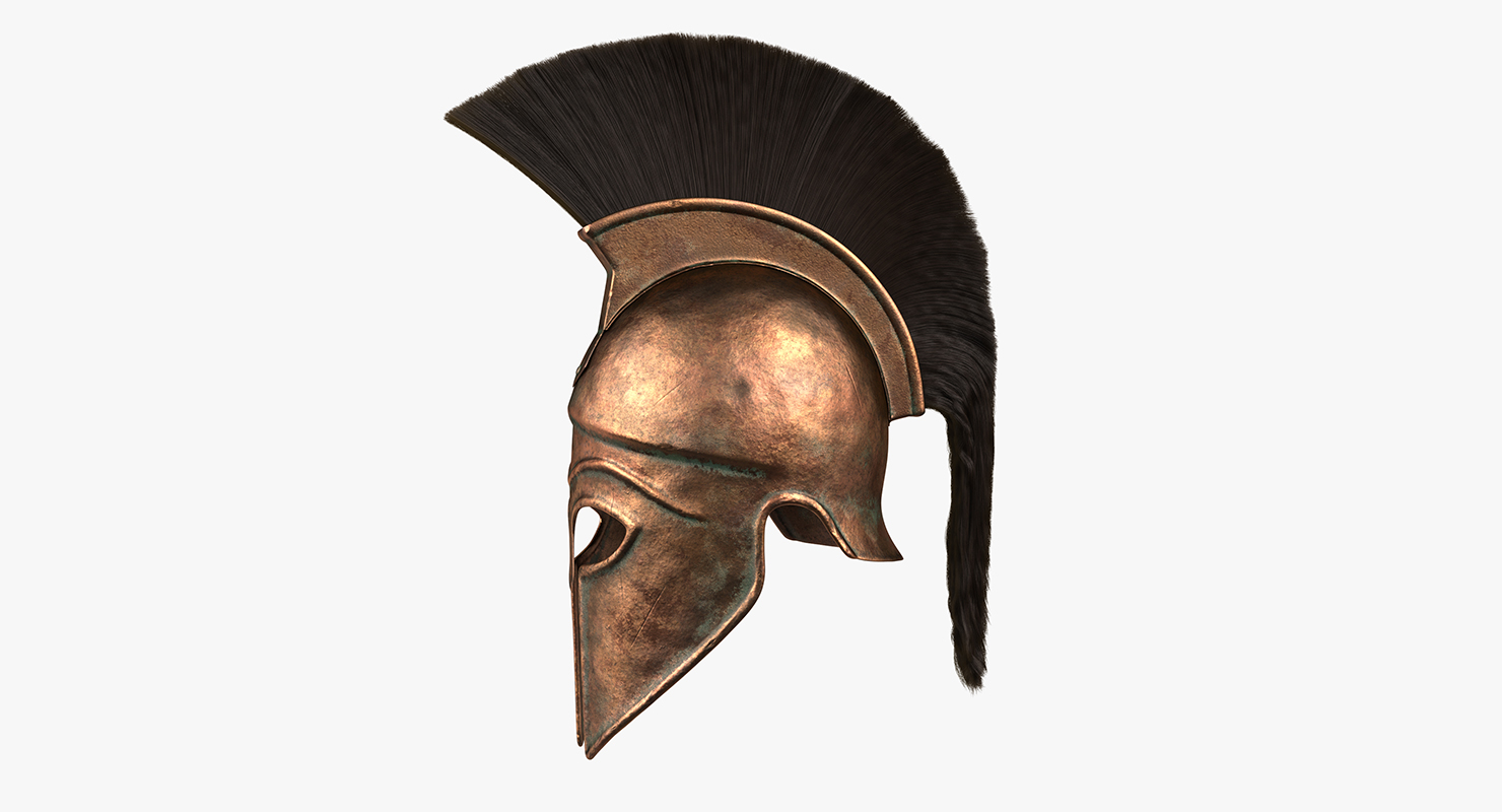 Ancient Greek Corinthian Helmet with Crest 3D