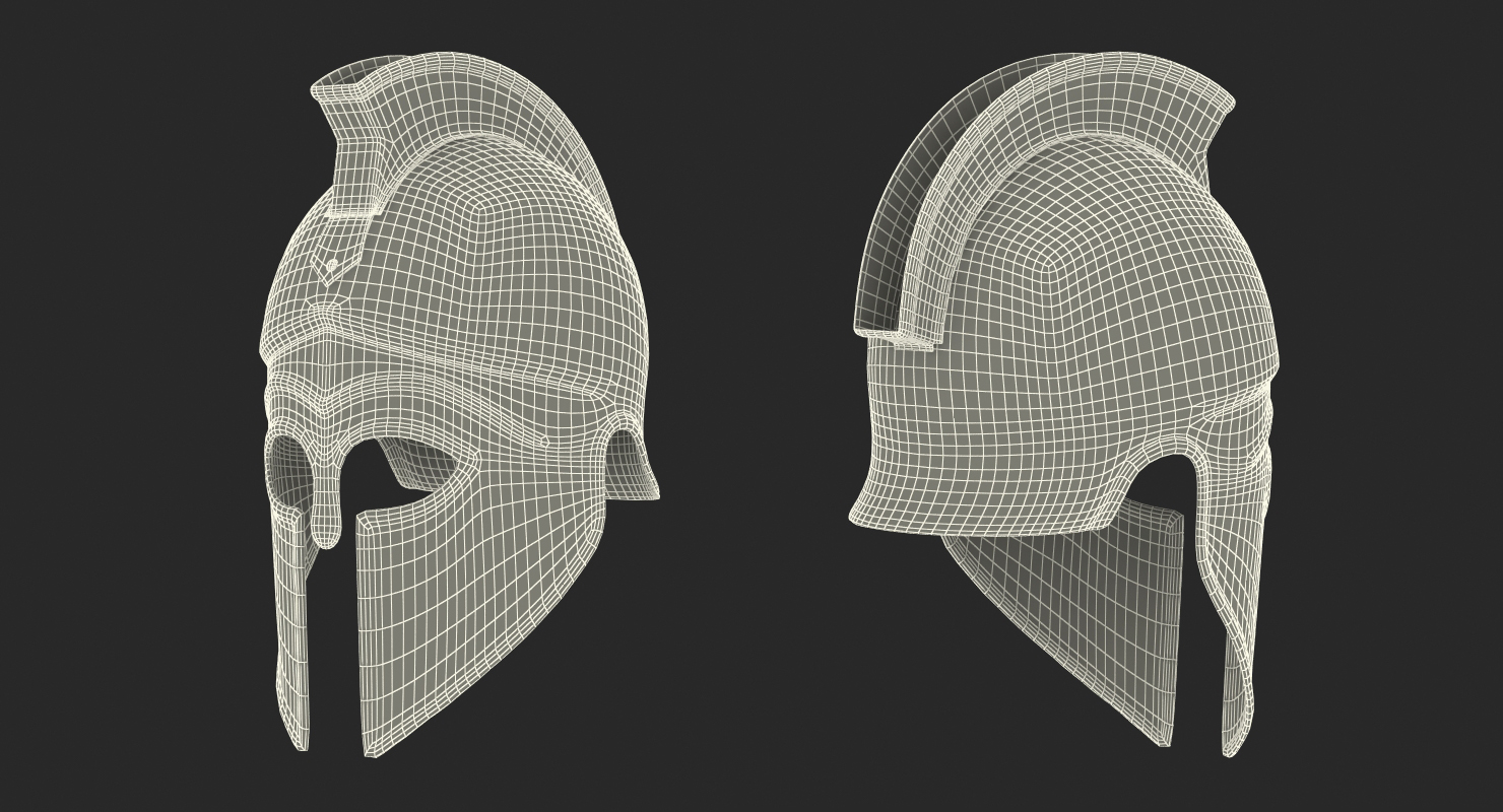 Ancient Greek Corinthian Helmet with Crest 3D