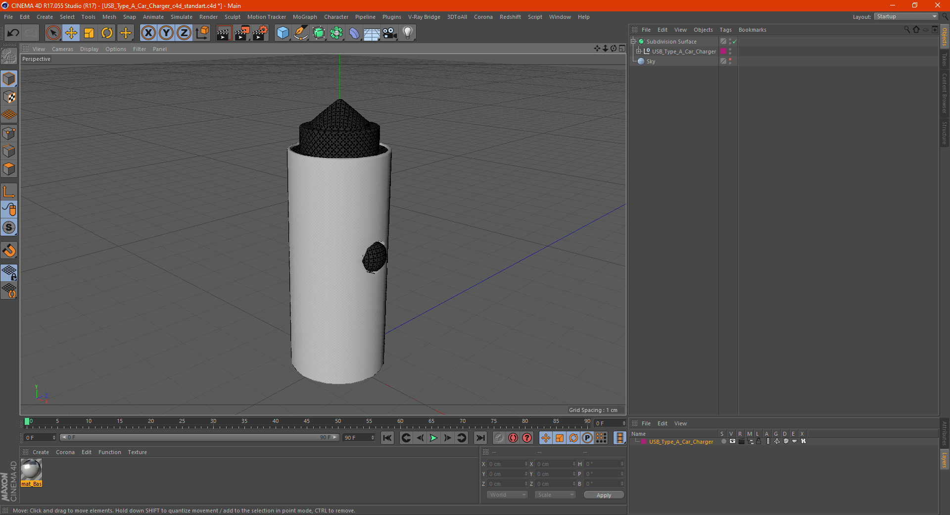 USB Type A Car Charger 3D
