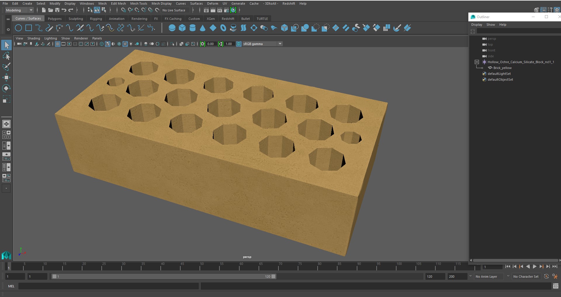 3D model Hollow Ochre Calcium Silicate Block