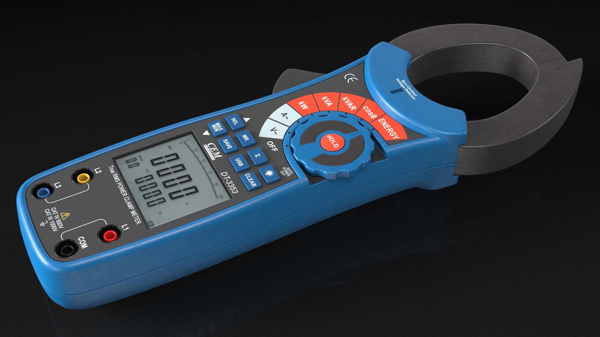 Clamp Digital Wattmeter CEM Blue 3D