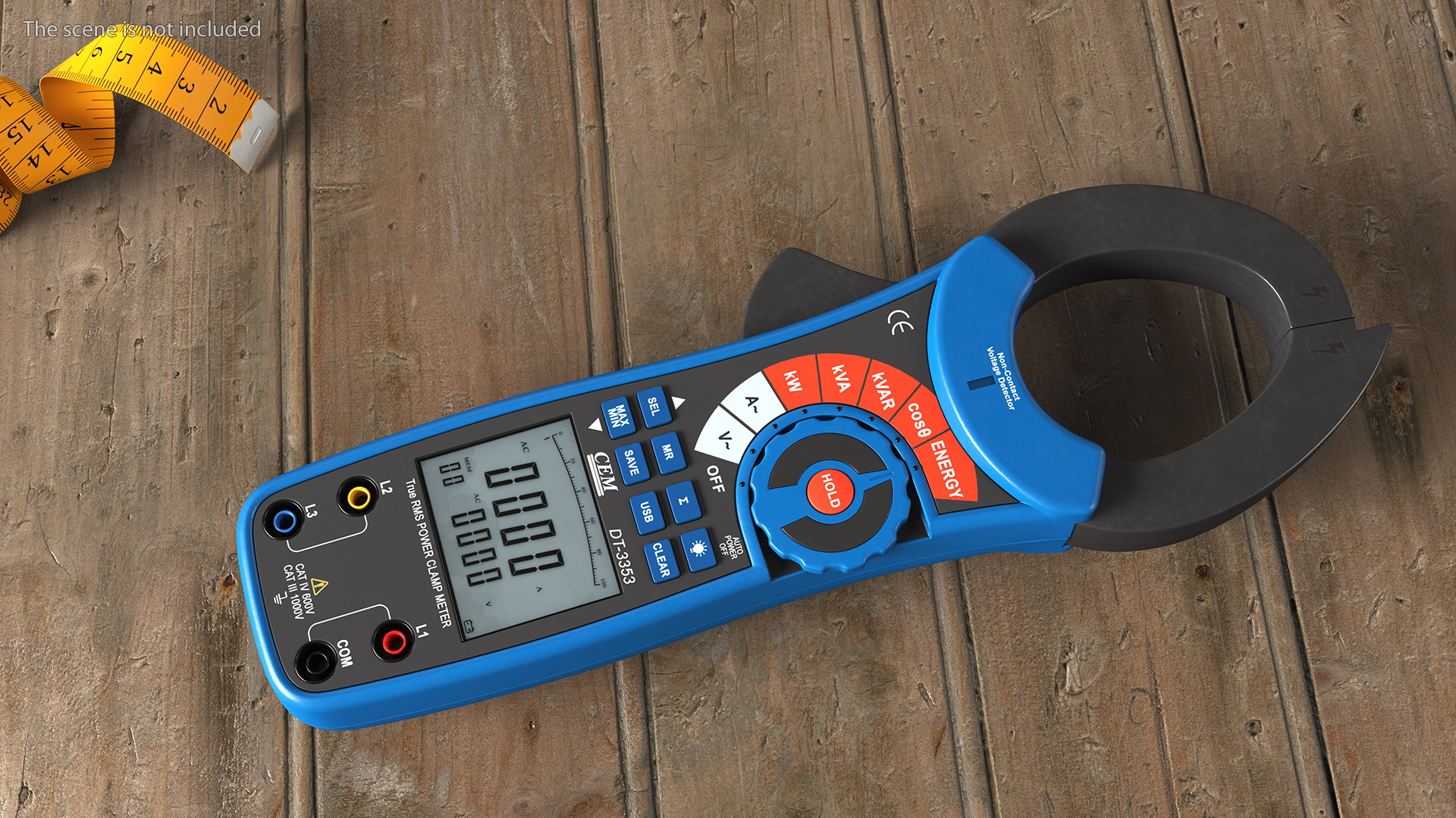 Clamp Digital Wattmeter CEM Blue 3D
