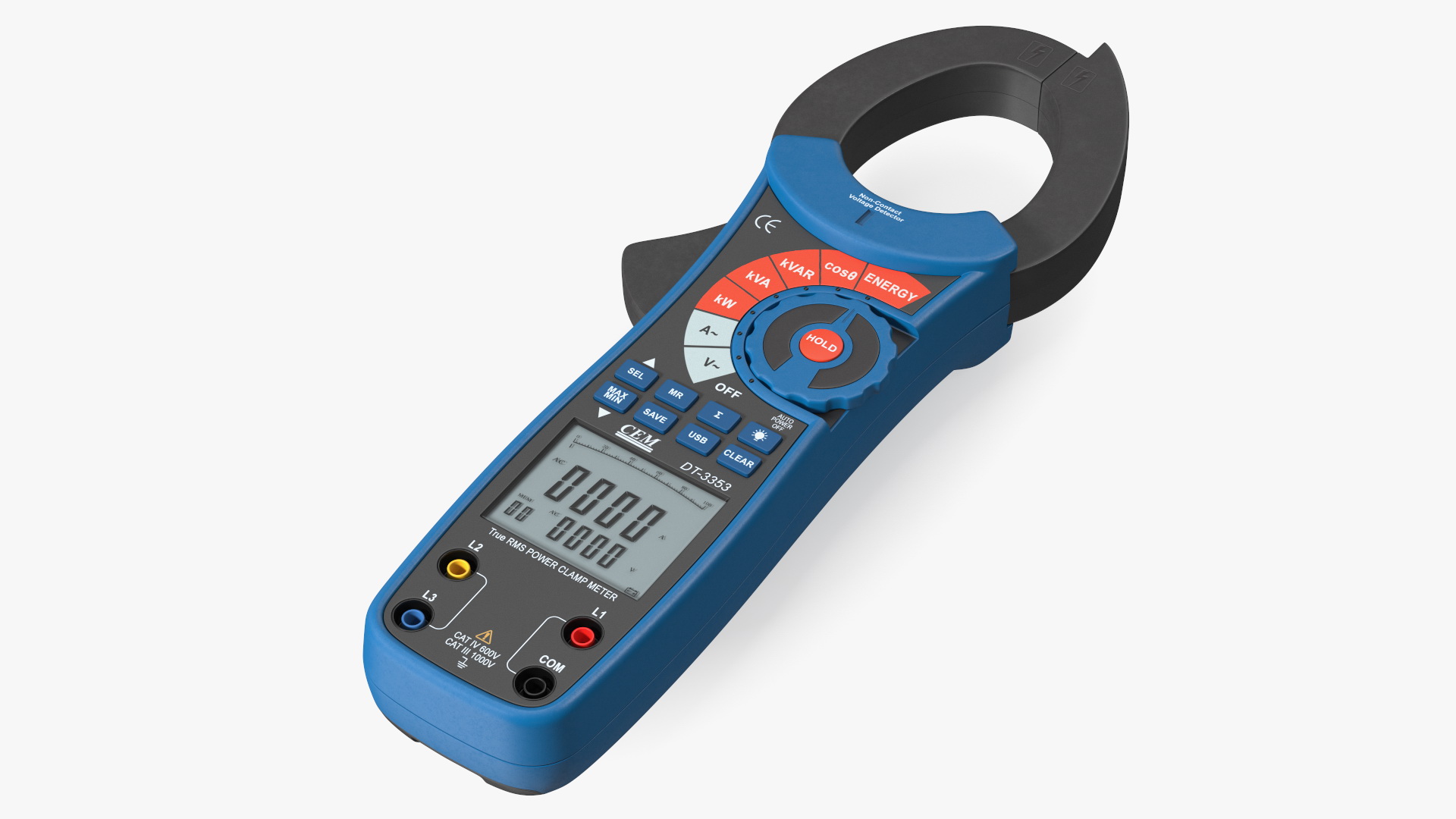 Clamp Digital Wattmeter CEM Blue 3D