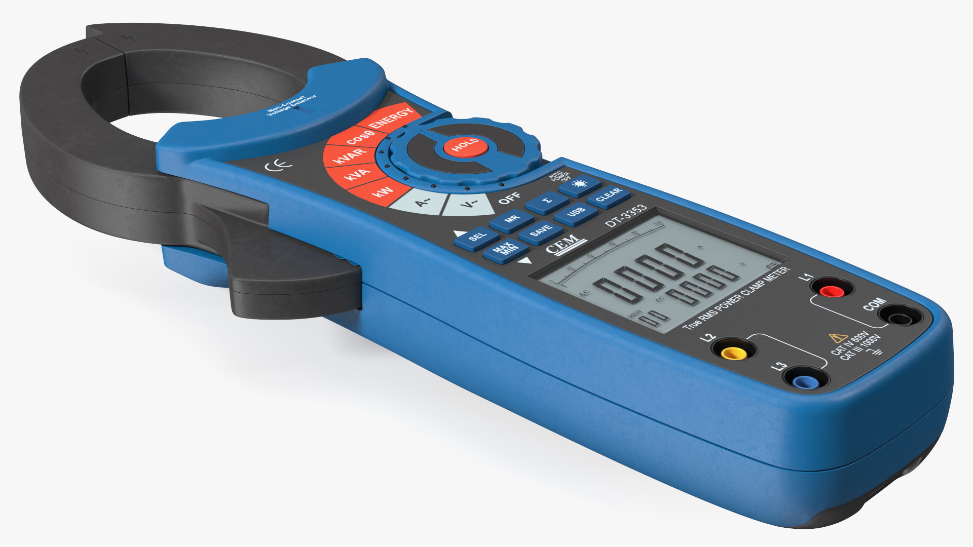 Clamp Digital Wattmeter CEM Blue 3D