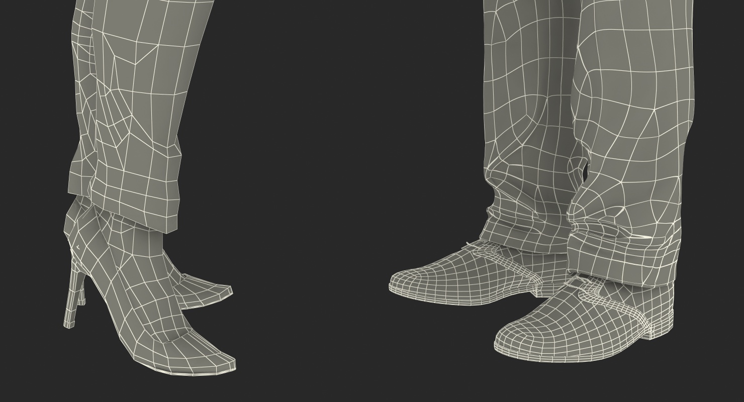 Rigged Man and Woman With White Roses 3D