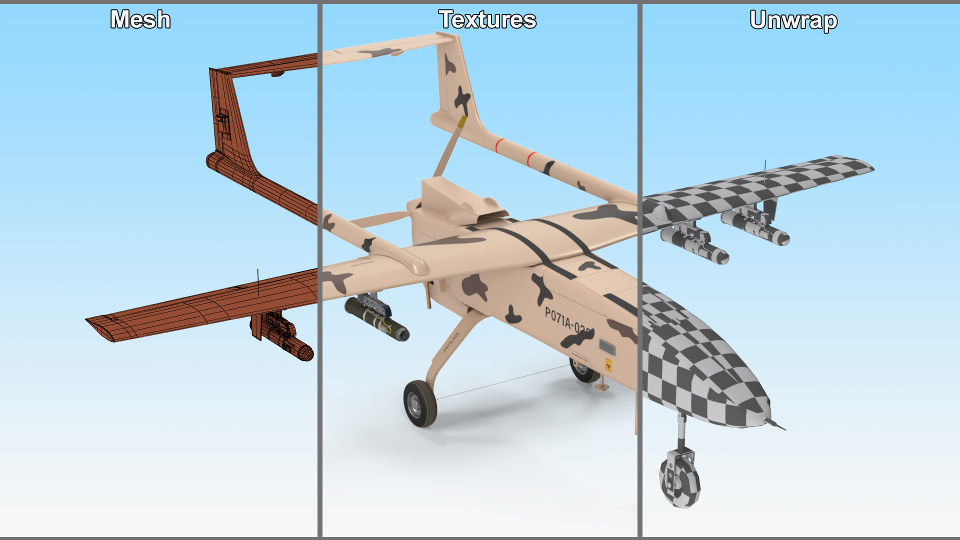 Camouflage Iranian Drone Mohajer-6 3D model
