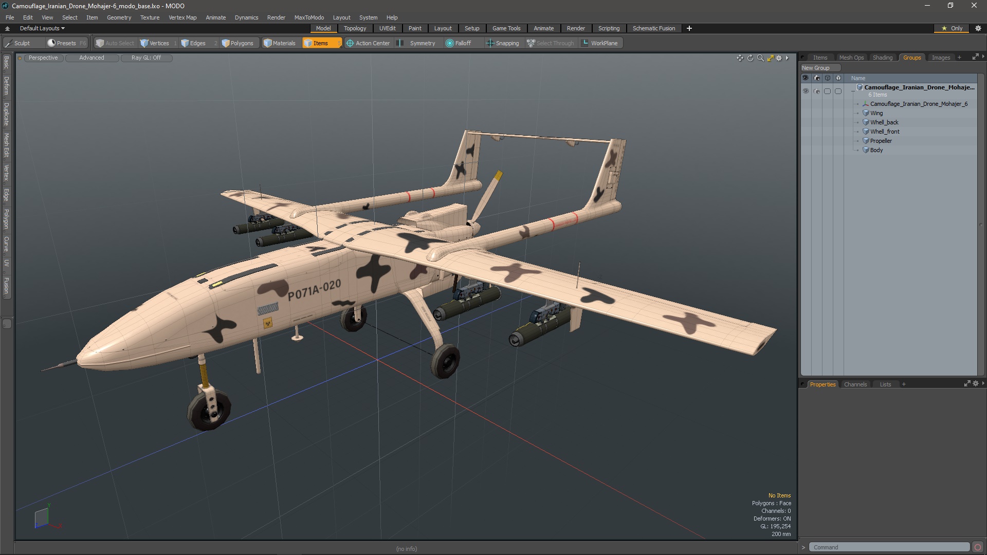 Camouflage Iranian Drone Mohajer-6 3D model