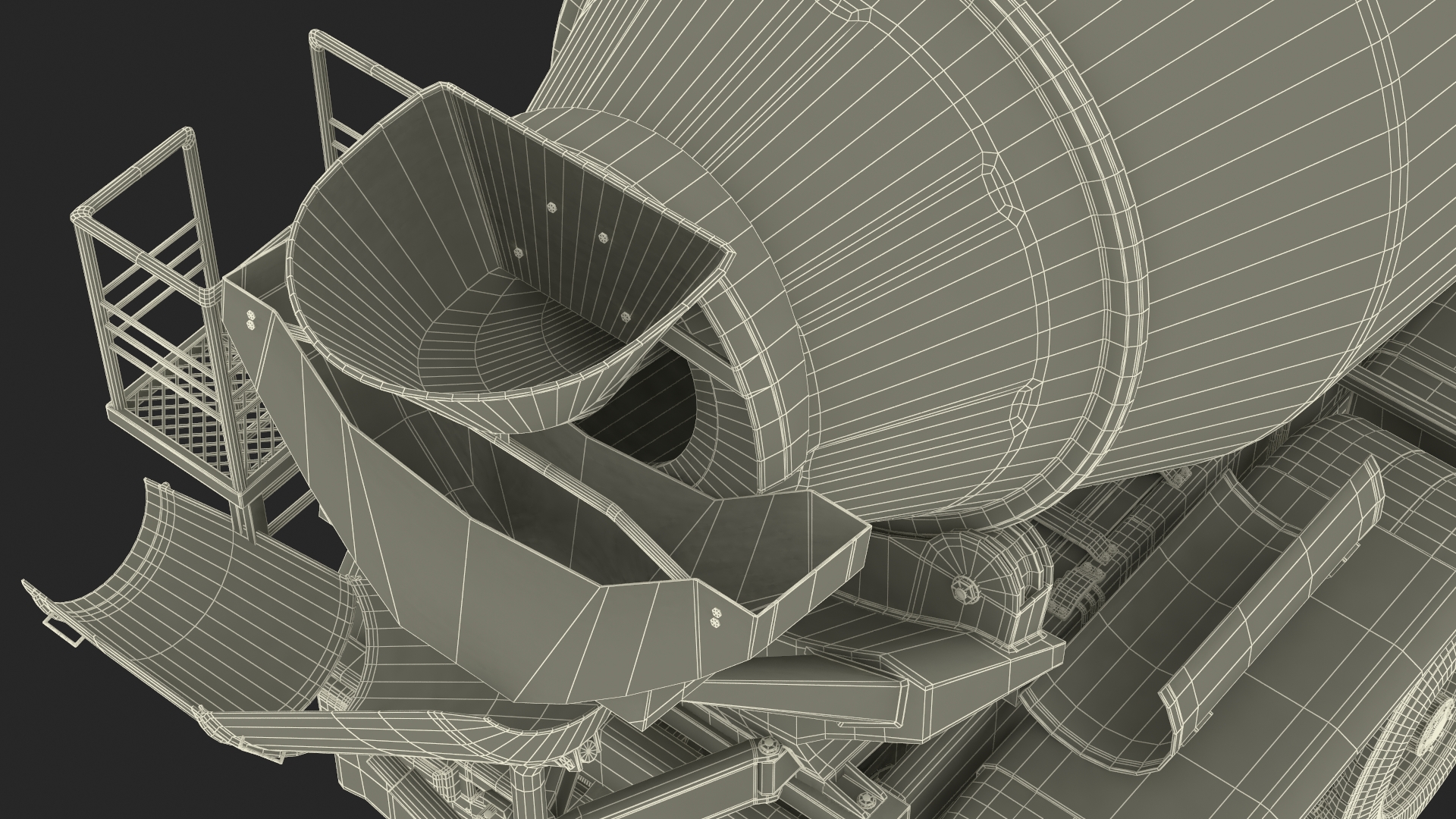 3D Concrete Mixer Truck Rigged for Maya